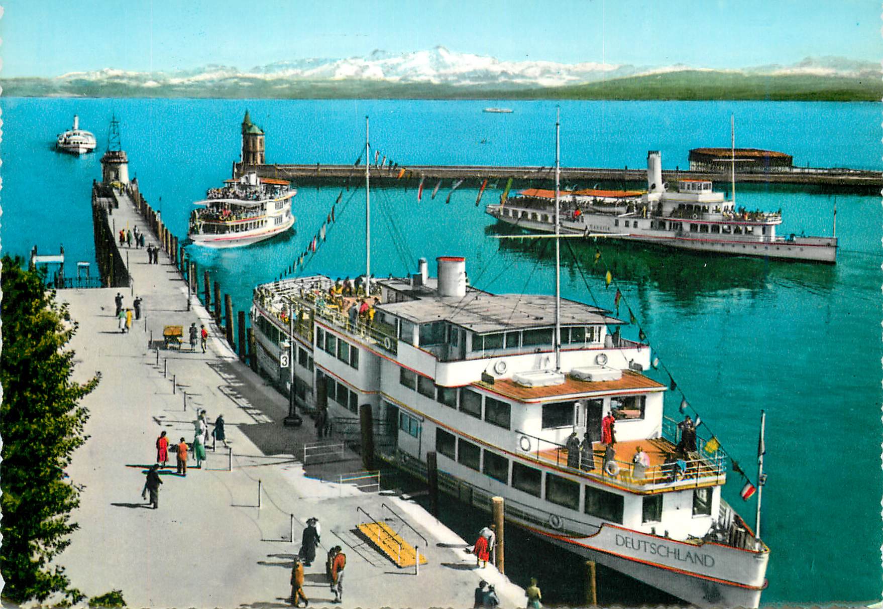 CPM Konstanz Rodensee Hafen mit Schweizer Alpen Bateau