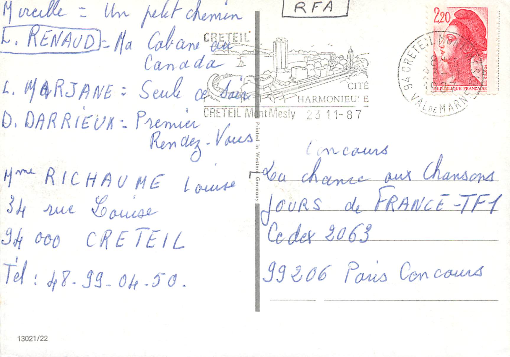 CPM Fleurs — Verso