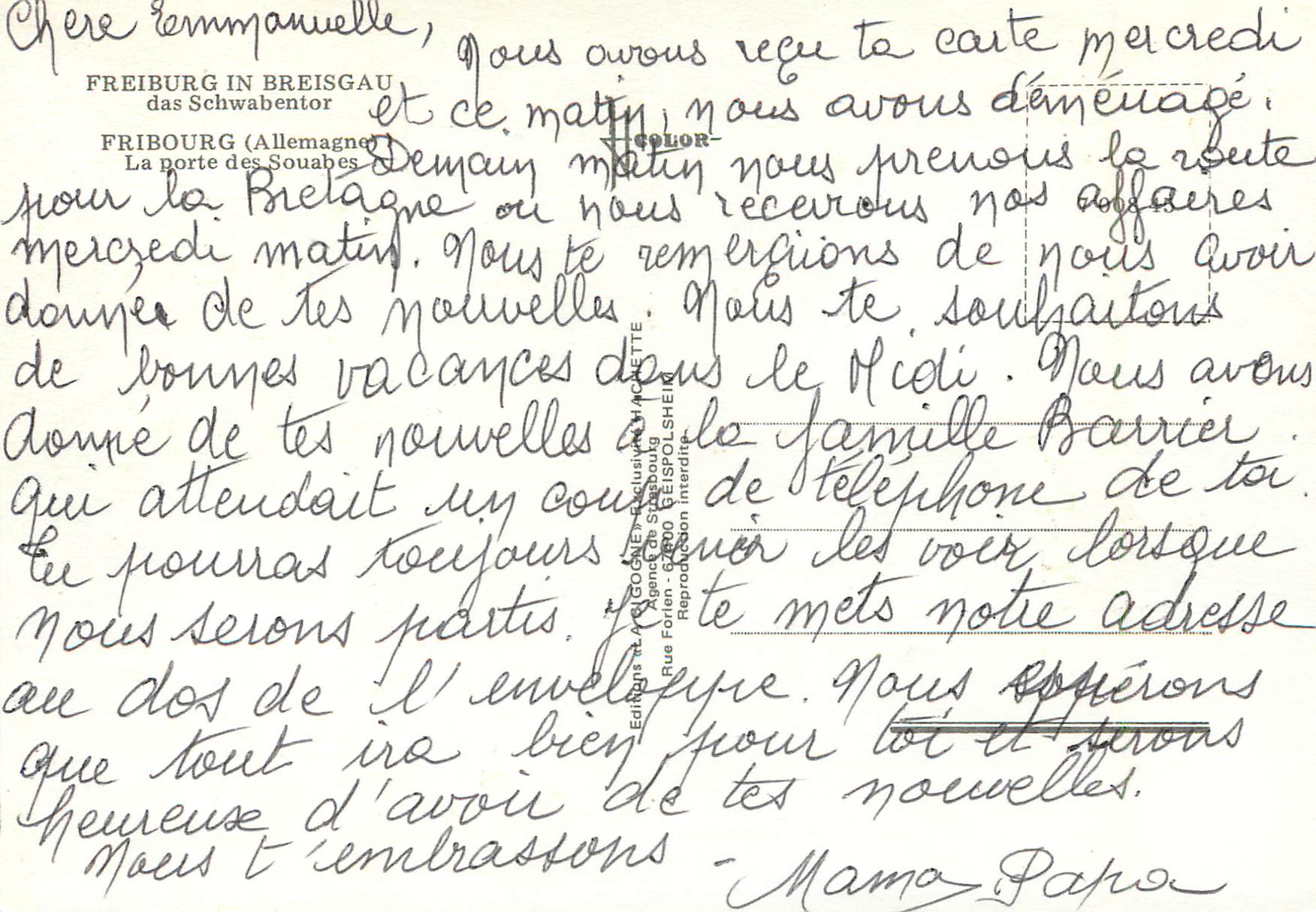 CPM Freiburg in Breisgau La porte des Souabes — Rückseite