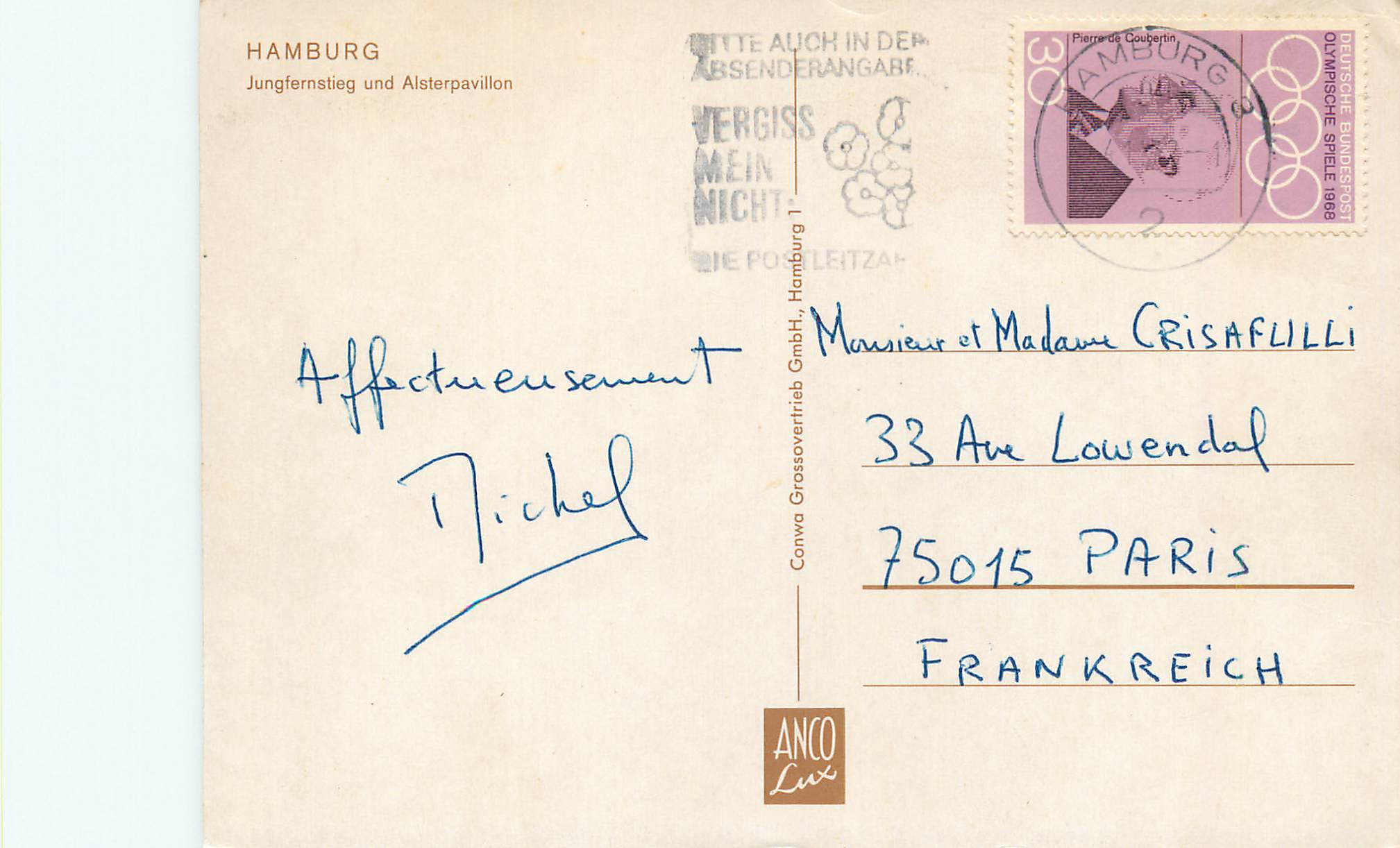 CPM Hamburg Jungfernatieg und ALsterpavillon — Rückseite