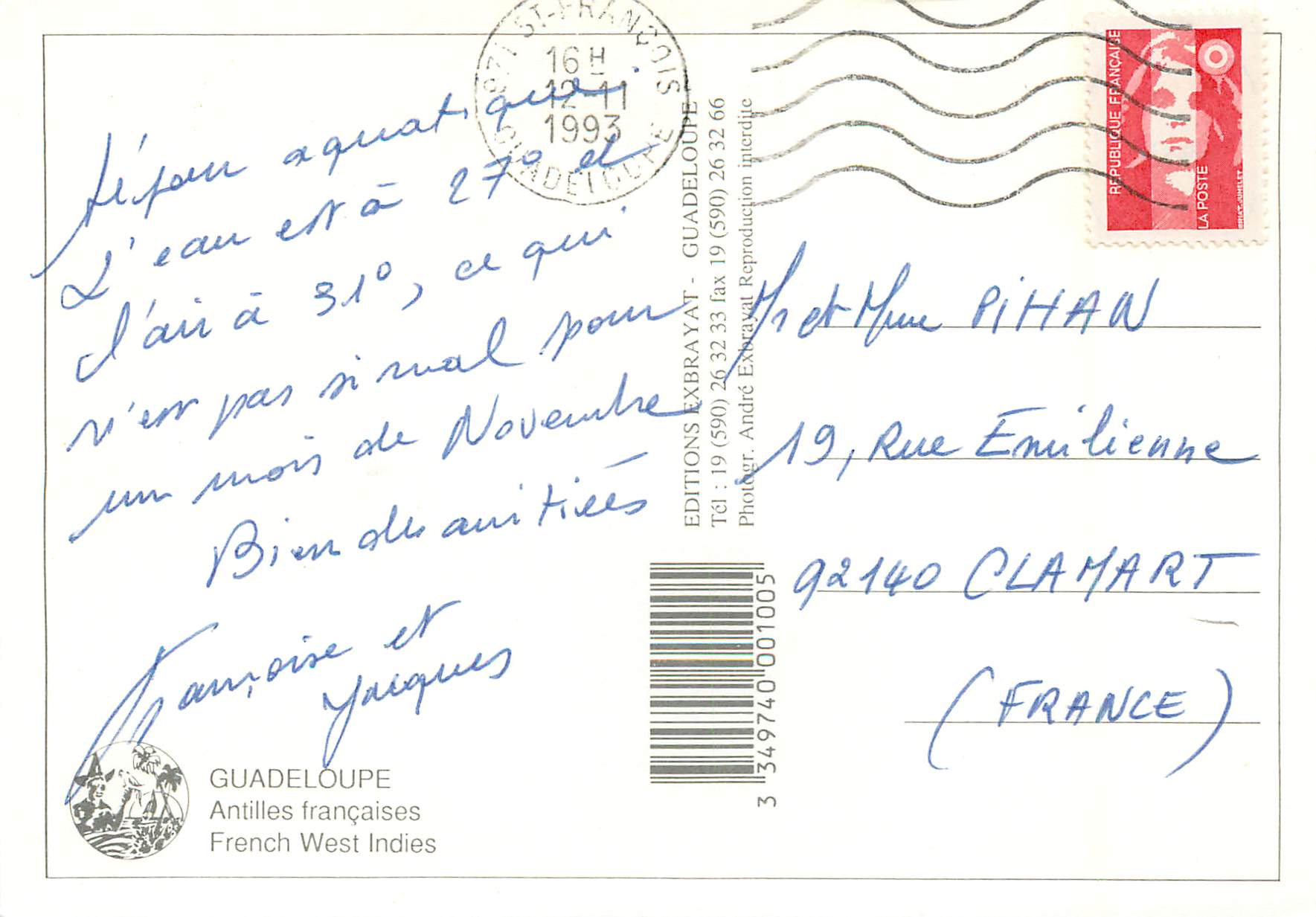 CPM Guadeloupe French West Indies Petite Terre Saint Francois Gosier Sainte Anne Ilet a Caret La Caravelle — Back