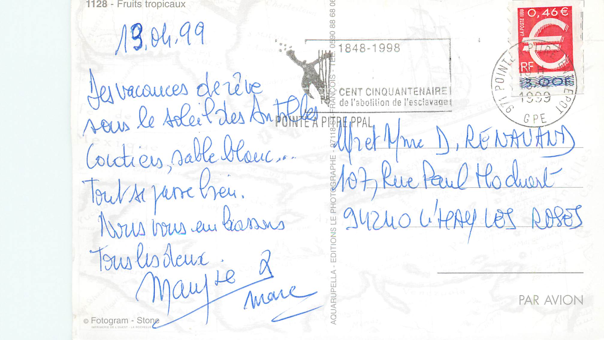CPM Guadeloupe Fruits tropicaux — Rückseite