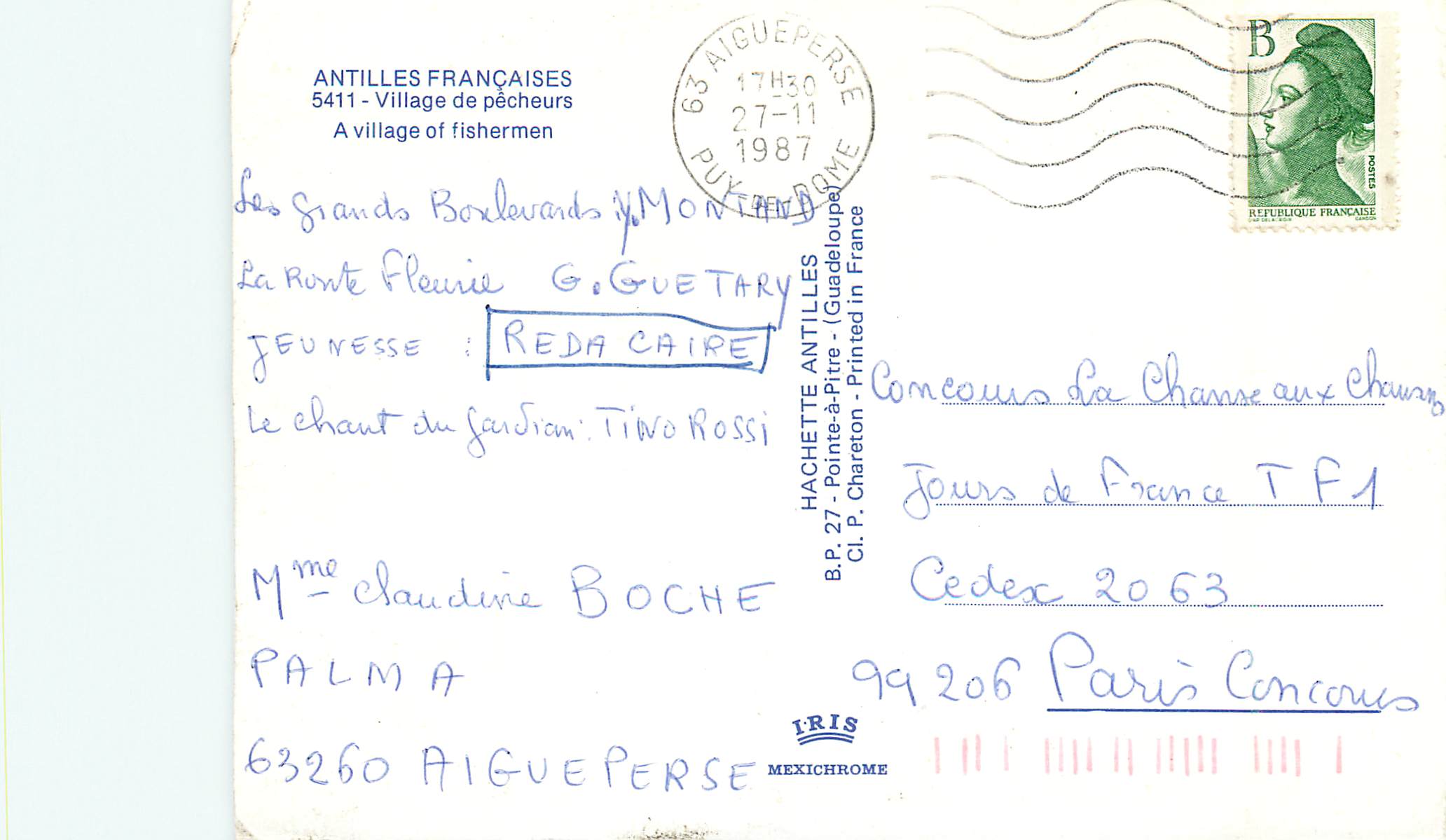 CPM Puy-De-Dome Village de pecheurs — Back