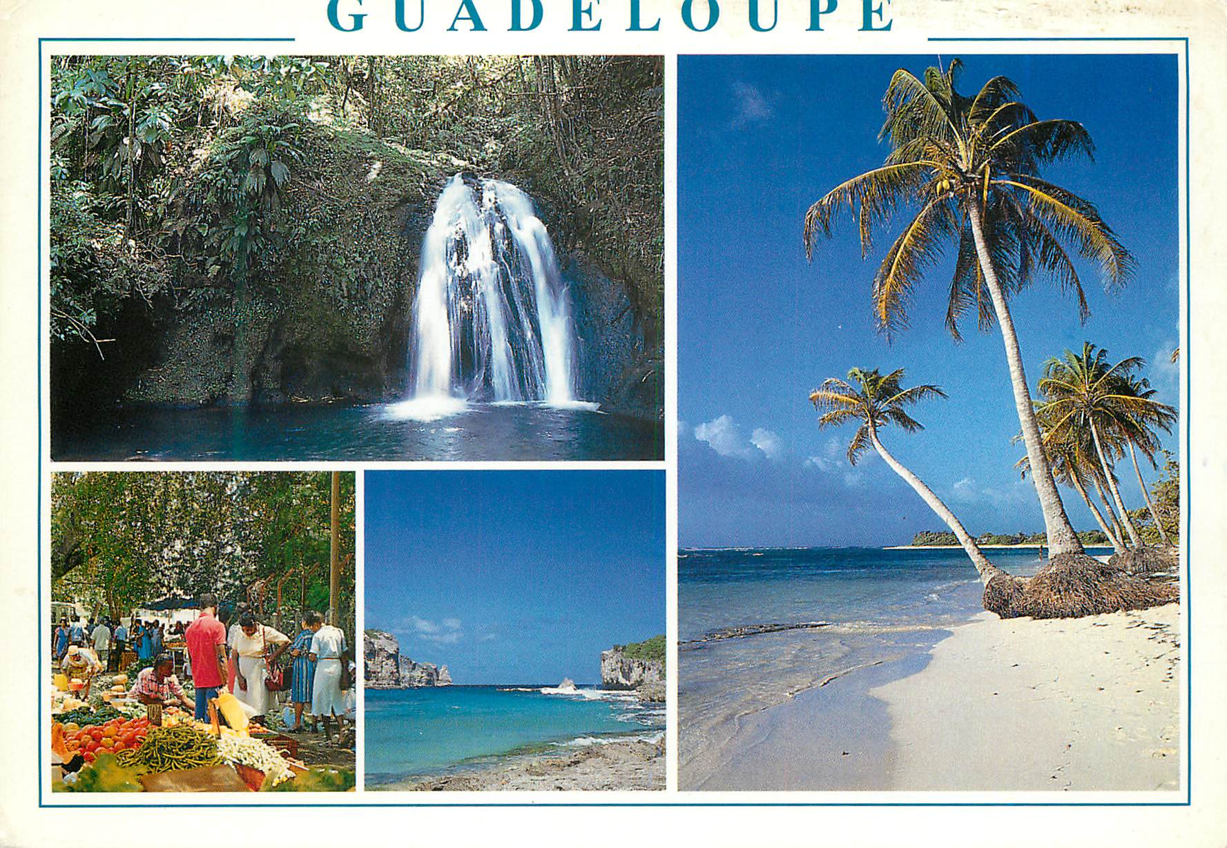 CPM Guadeloupe cascade aux ecrevisses plage des Raisins Clairs marche au fruits Portes d'Enfer
