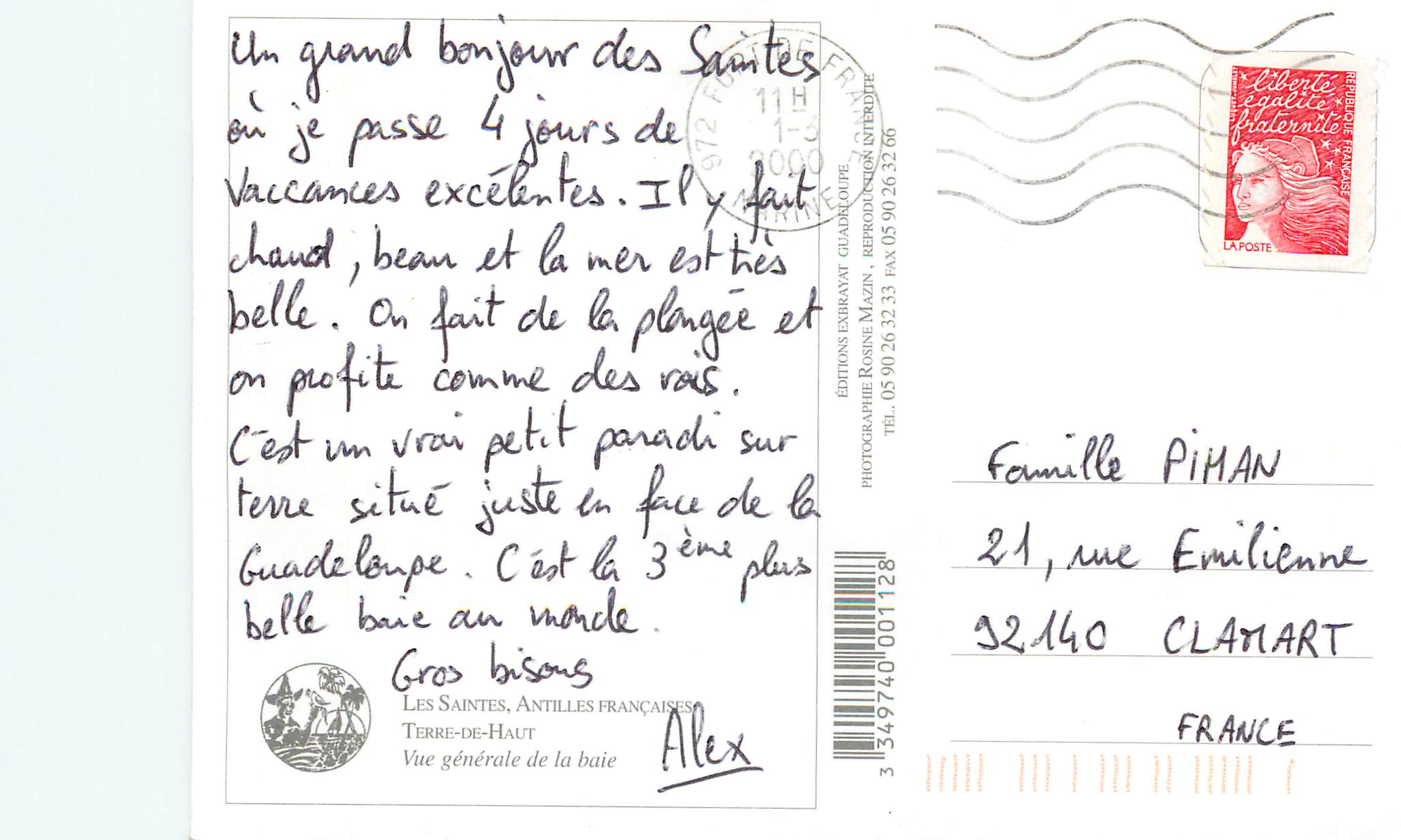 CPM Guadeloupe Les Saintes Terre-De-Haut — Back