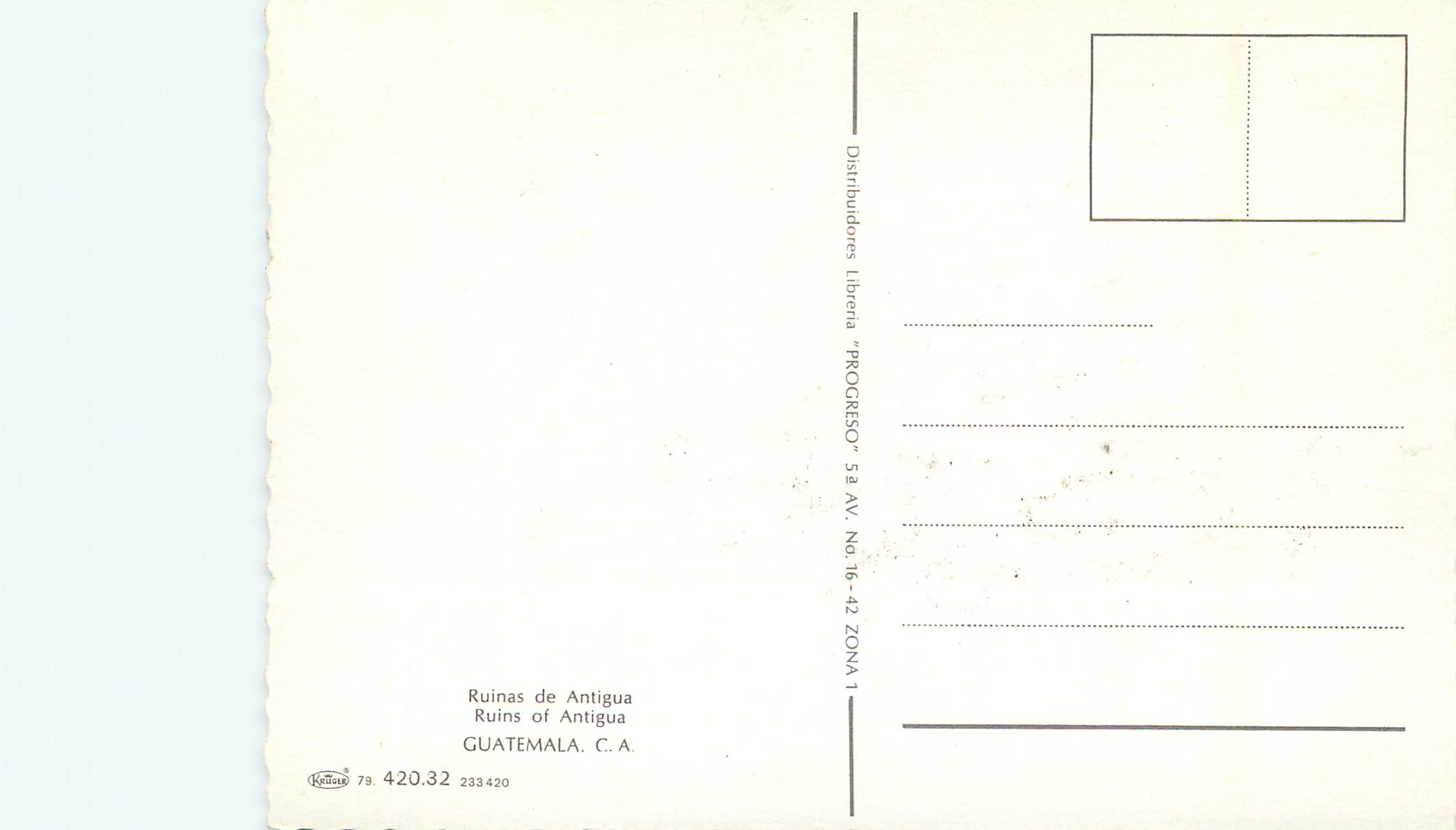 CPM Guatemala Ruins of Antigua — Rückseite