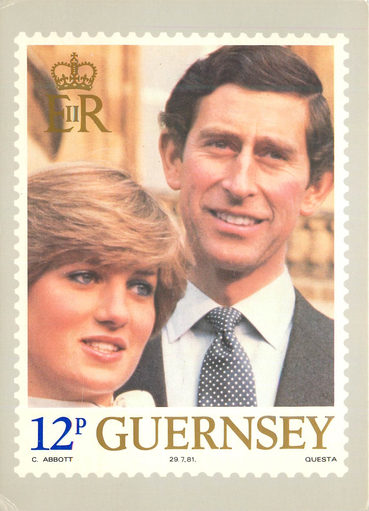 CPM Guernsey Post Office Stamp Card Lady Diana Prince Charles