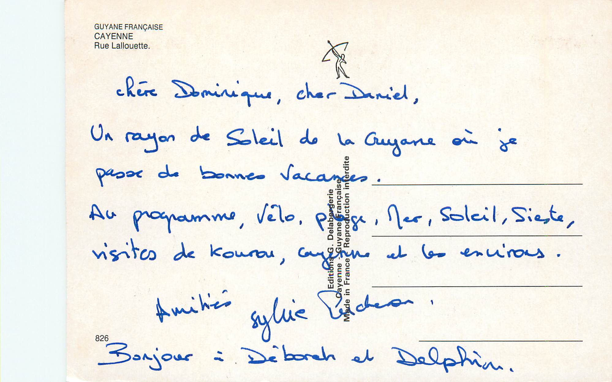 CPM Guyane Francaise Cayenne Rue Lallouette — Rückseite