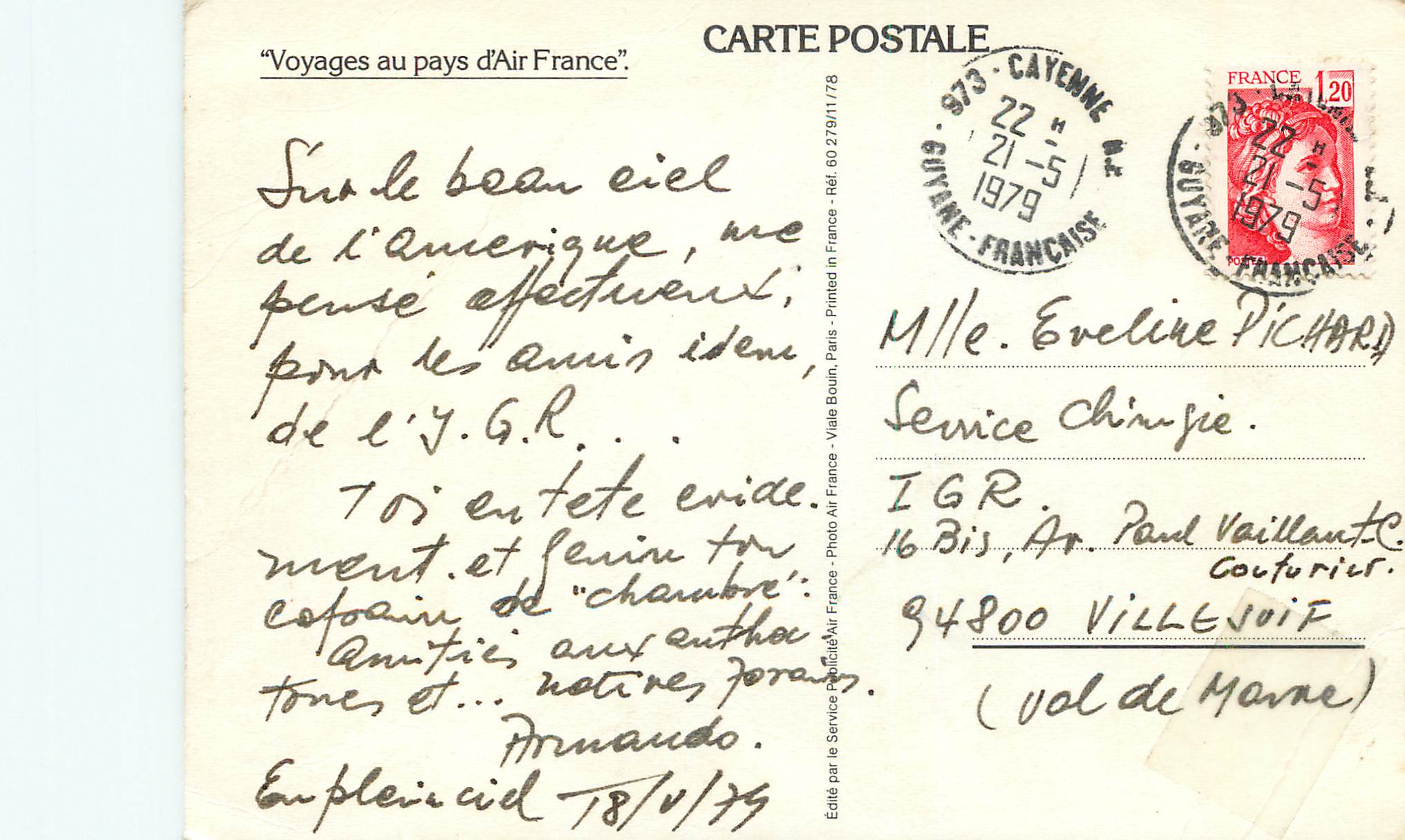 CPM Guyane Francaise Cayenne Air France Aviation — Rückseite