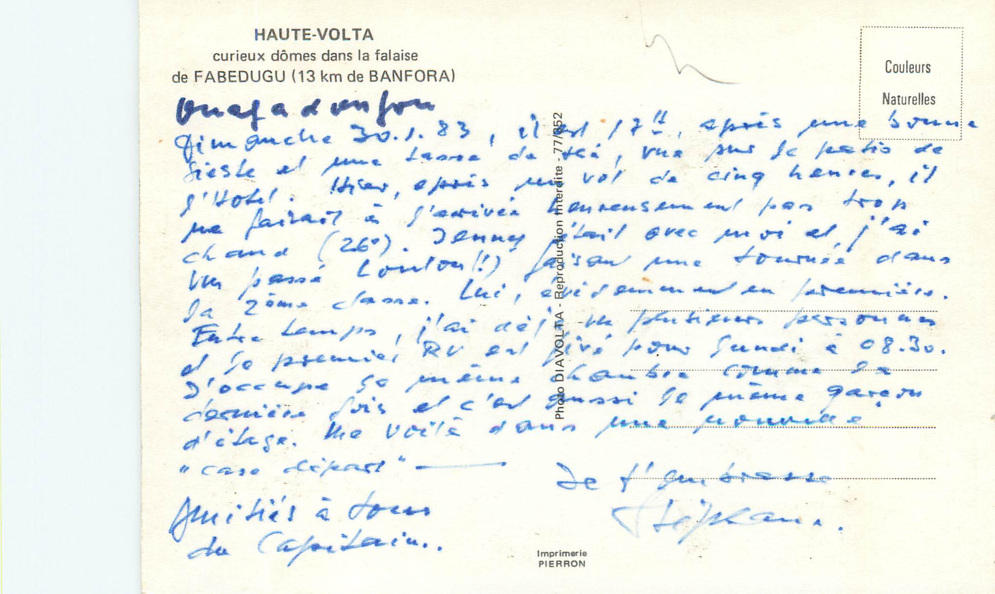 CPM Haute-Volta curieux domes dans la falaise de Fabedugu (13km de Banfora) — Rückseite