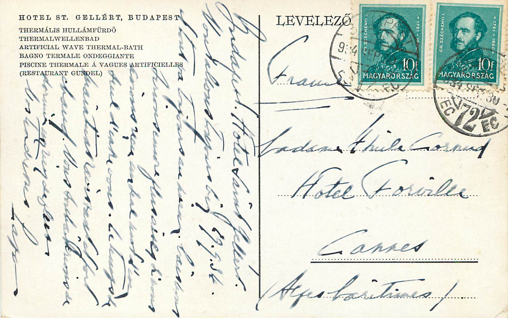 CPA Budapest Piscine thermale a vagues artificielles Hotel St Gellert  — Verso
