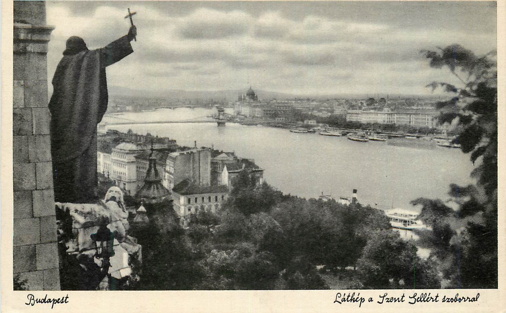 CPA Budapest Vue generale avec le monument de St Gerard