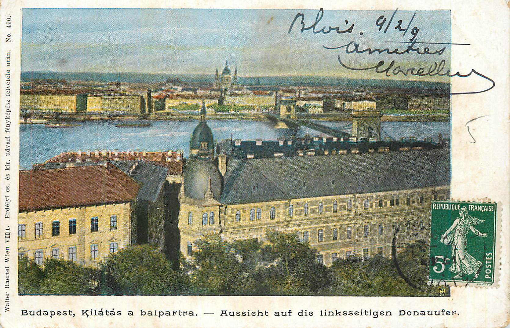 CPA Budapest Aussicht auf die linksseitigen Donauufer