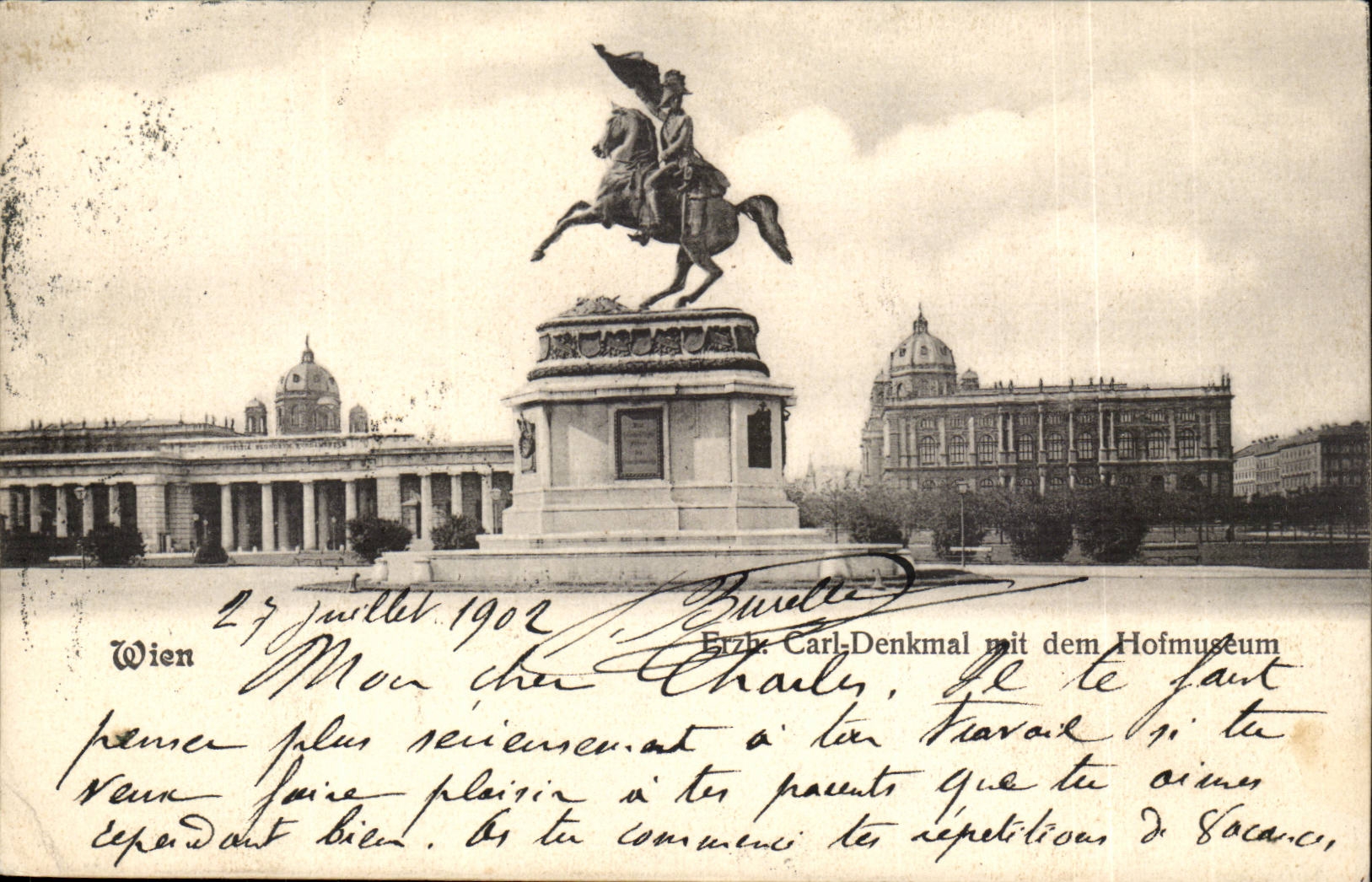 Vienne — Monument à l'empereur François Ier — éditeur : Erz. Carl-Denkmal mit dem Hofmuseum