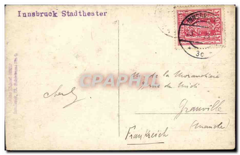 Austria - Austriche - Innsbruck - Stadttheater - CPA  — Rückseite