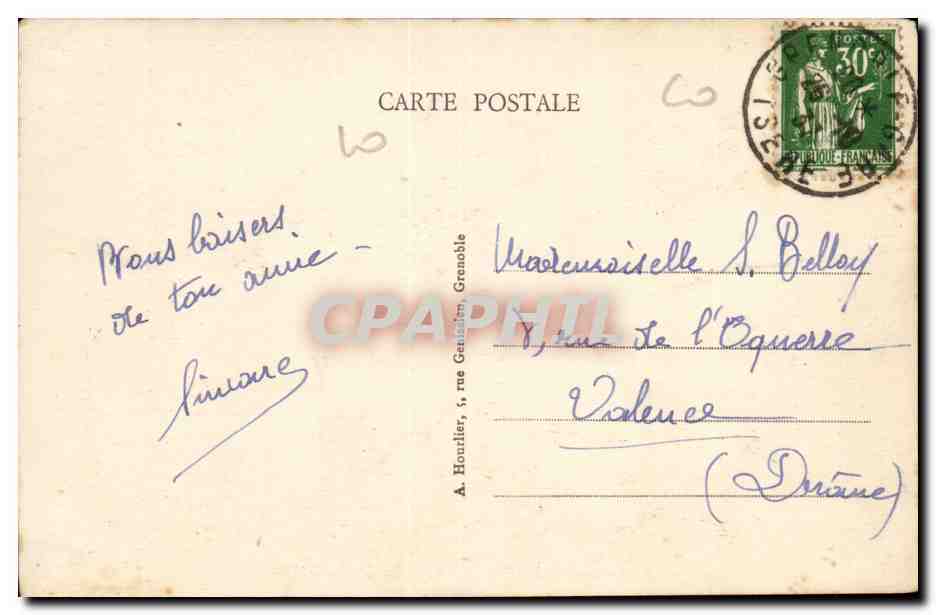 Grenoble — Place Victor-Hugo — éditeur A. Houltier, n° 594-2 — Verso
