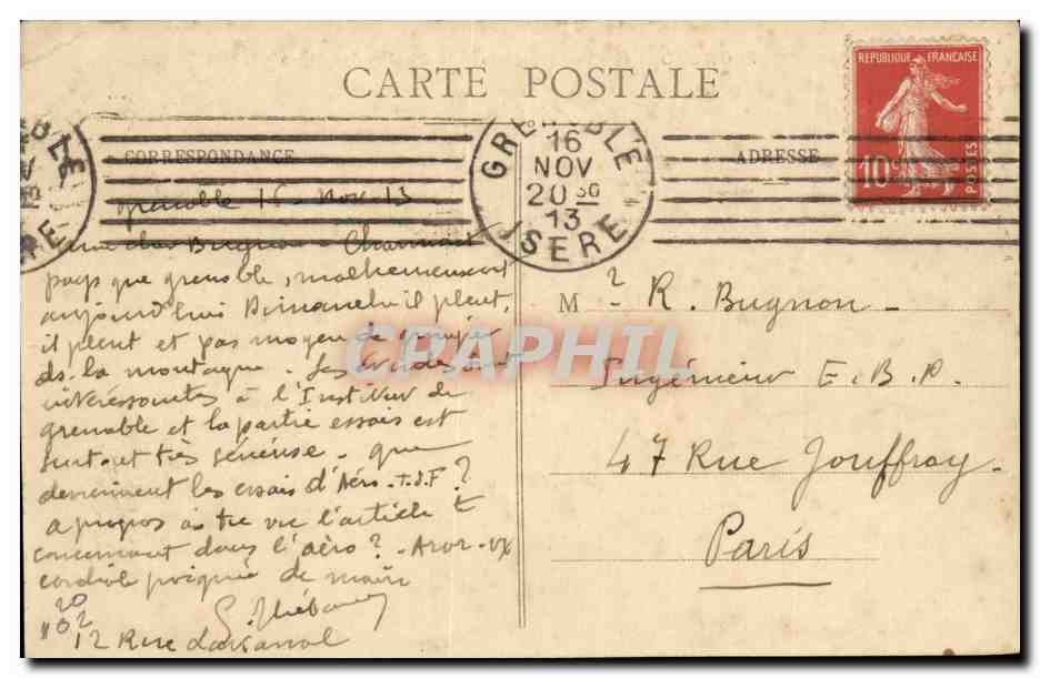 Isere - Grenoble - Vue Generale et la Chaine des Alpes - CPA  — Rückseite