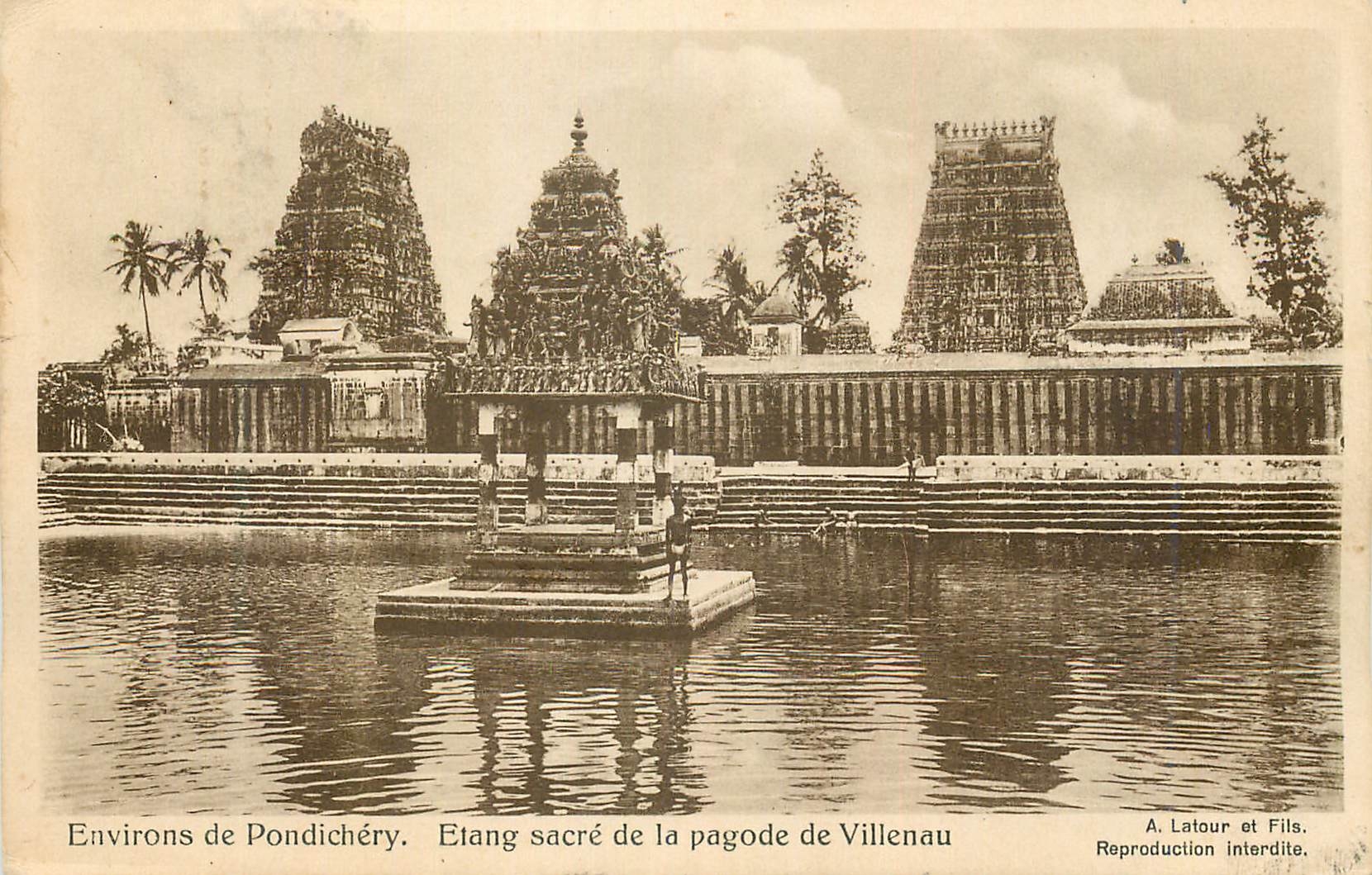 CPA environs de pondichery etand sacre de la pagode de villenau