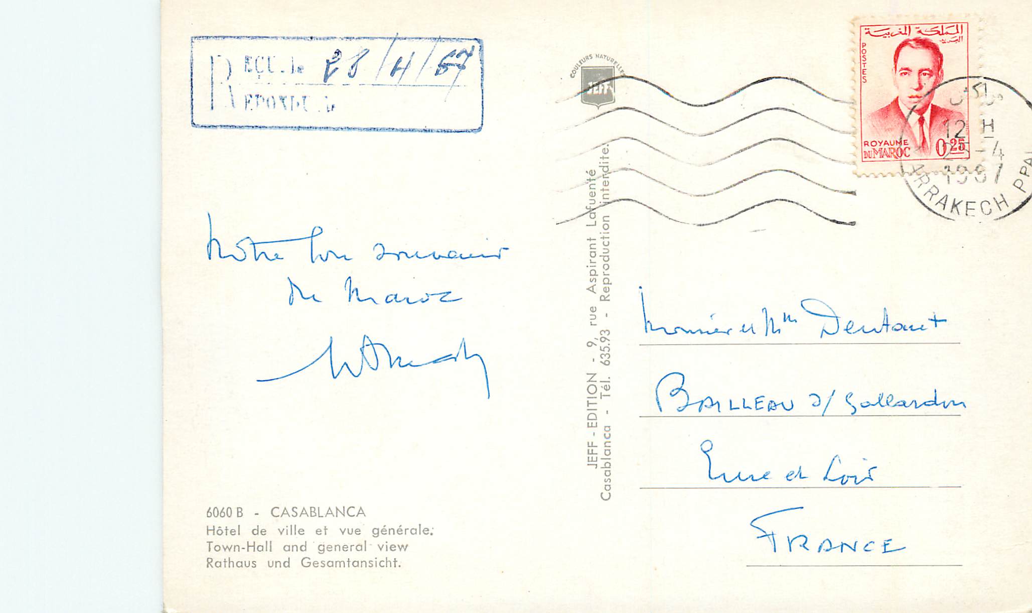 CPM Casablanca hotel de ville et vue generale — Verso