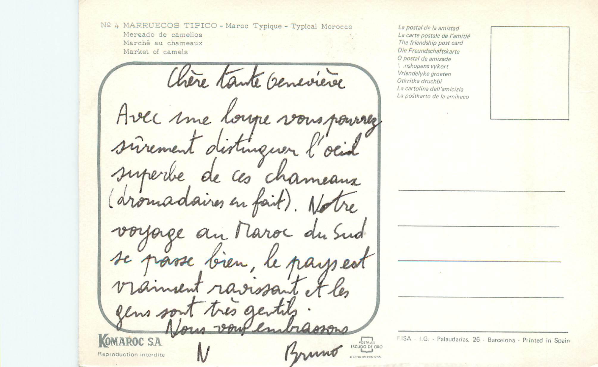 CPM Maroc typique marche au chameaux — Back