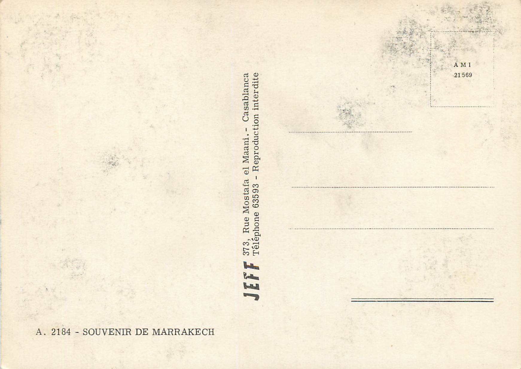 CPM Marrakech souvenir — Rückseite