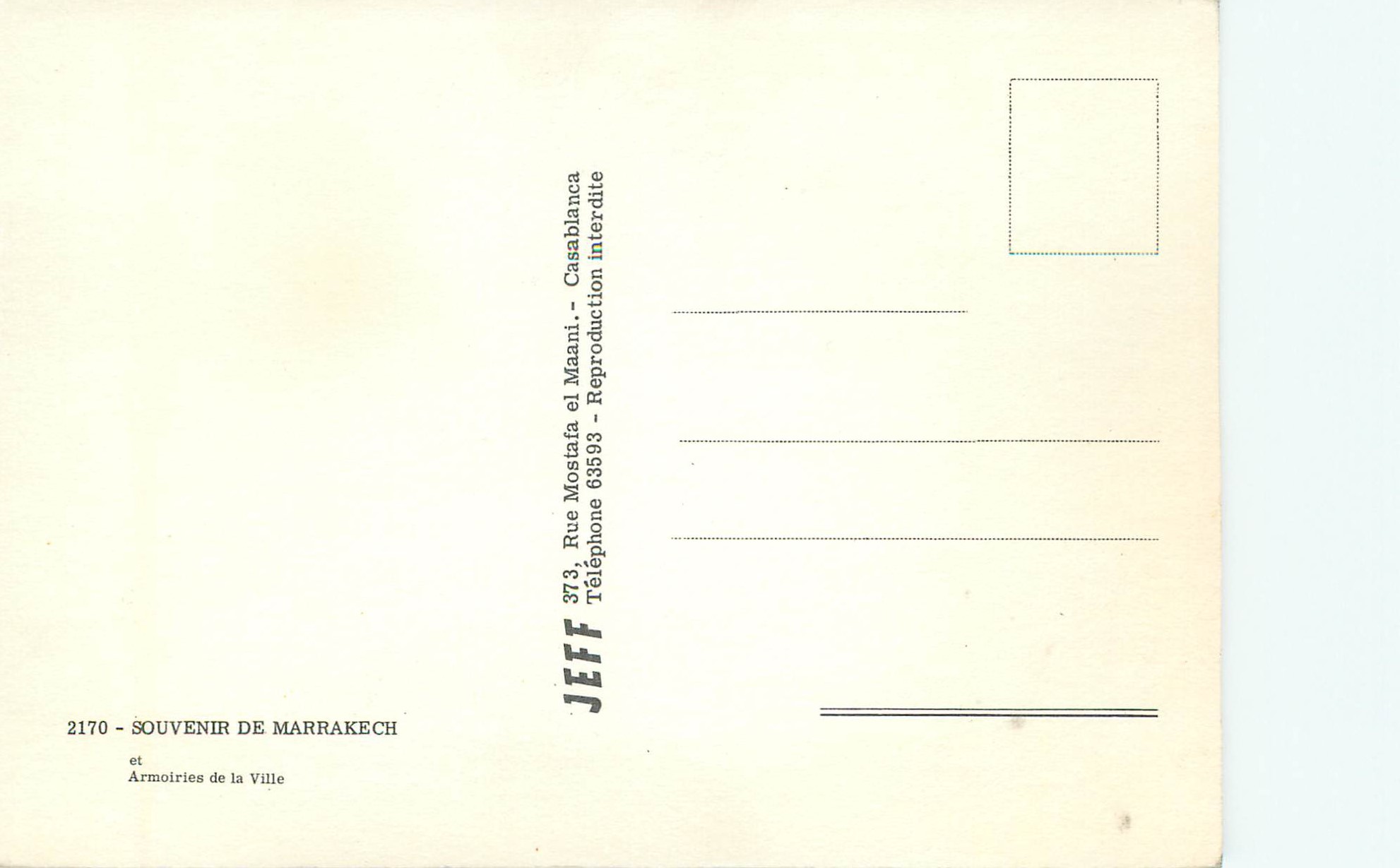 CPM Marrakech souvenir armoiries de la villes — Back