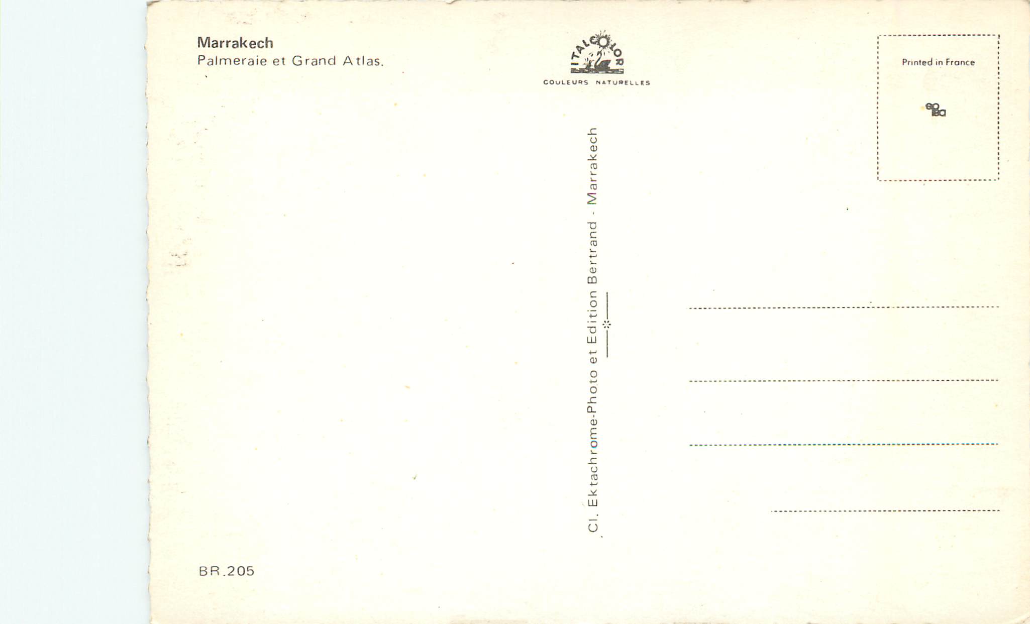 CPM Marrakech palmeraie et grand atlas — Rückseite