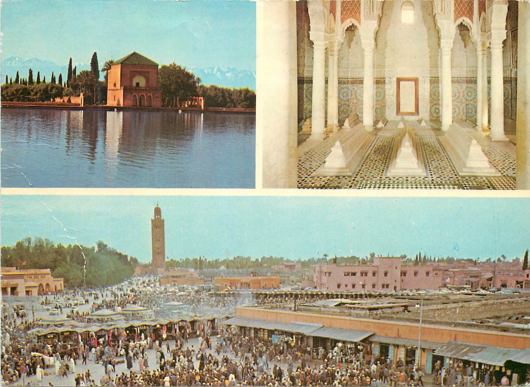 CPM Marrakech bassin de la menara tombeaux saadiens vue generale