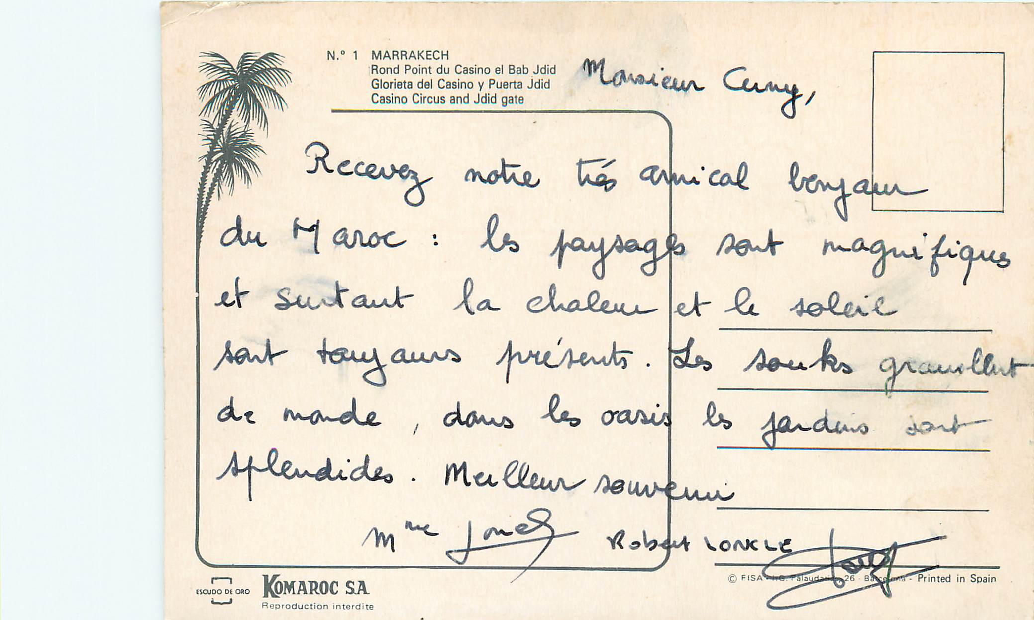 CPM Marrakech rond point du casino et bab jdid — Rückseite