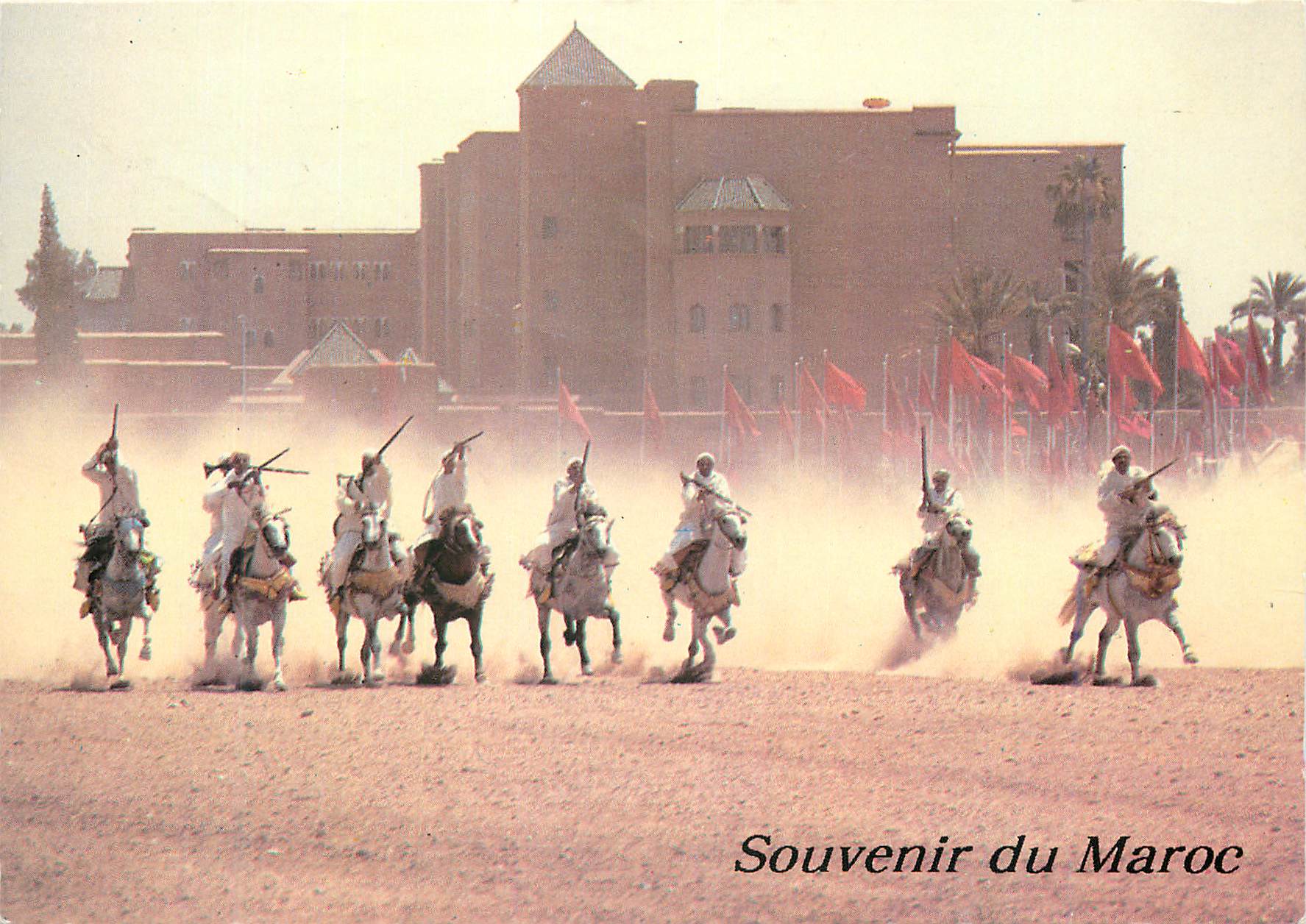 CPM Marrakech fantasia sous les murs du celebre hotel la mamounia