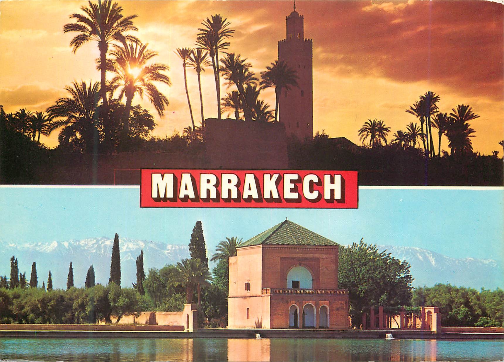 CPM Marrakech La Menara et la Mosquee dans la palmeraie