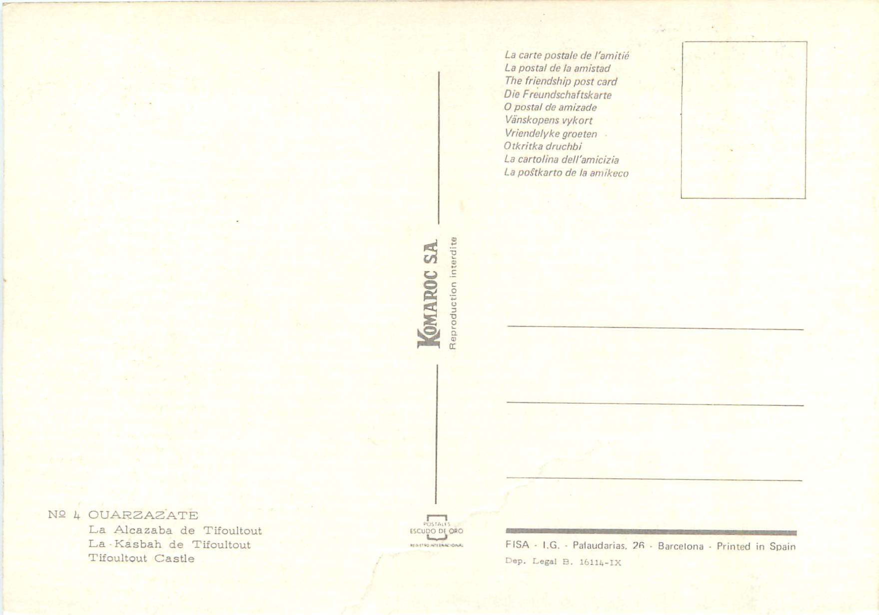 CPM Ouarzazate La Alcezabe de Tifouitout — Back