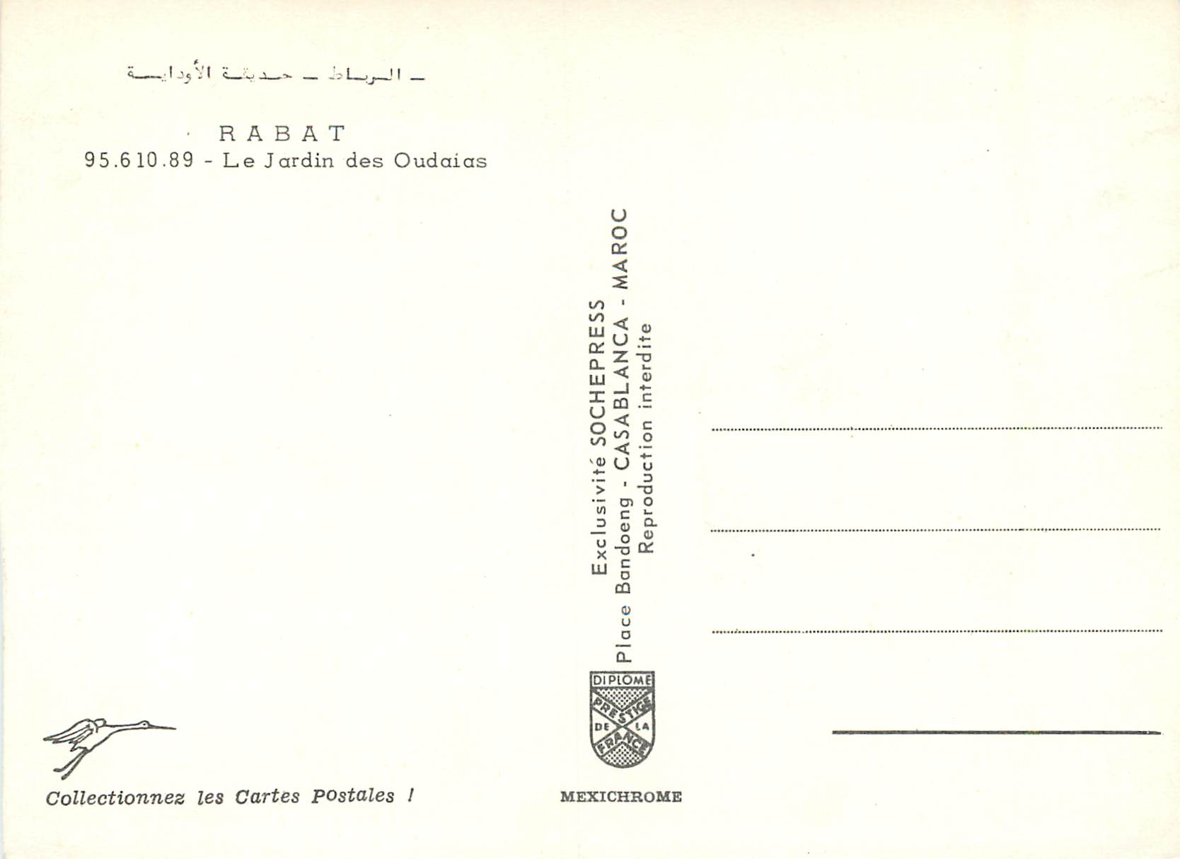 CPM Rabat le Jardin des Oudaias — Rückseite