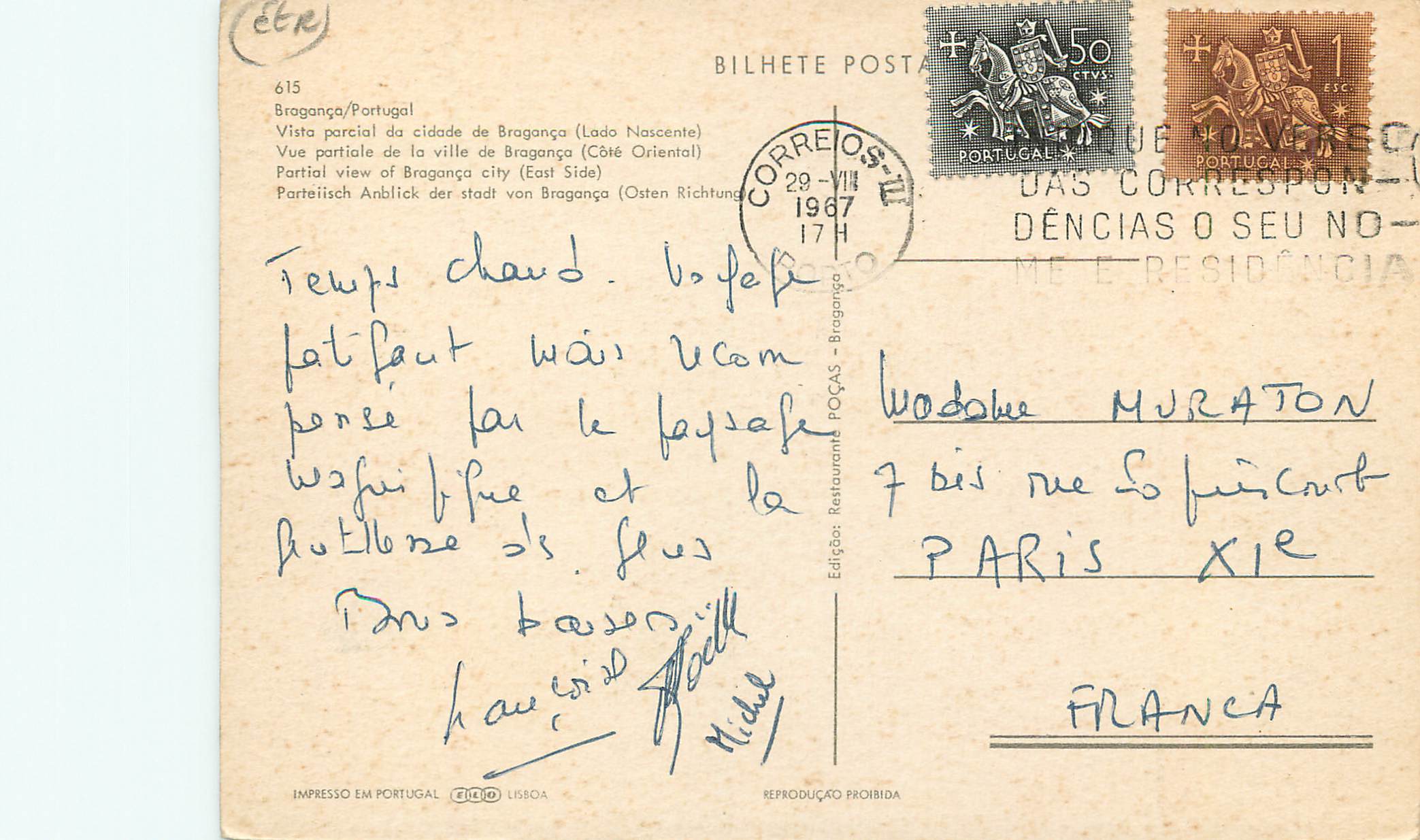 CPM Portugal Braganca Vue Partielle de la ville de Braganca — Rückseite
