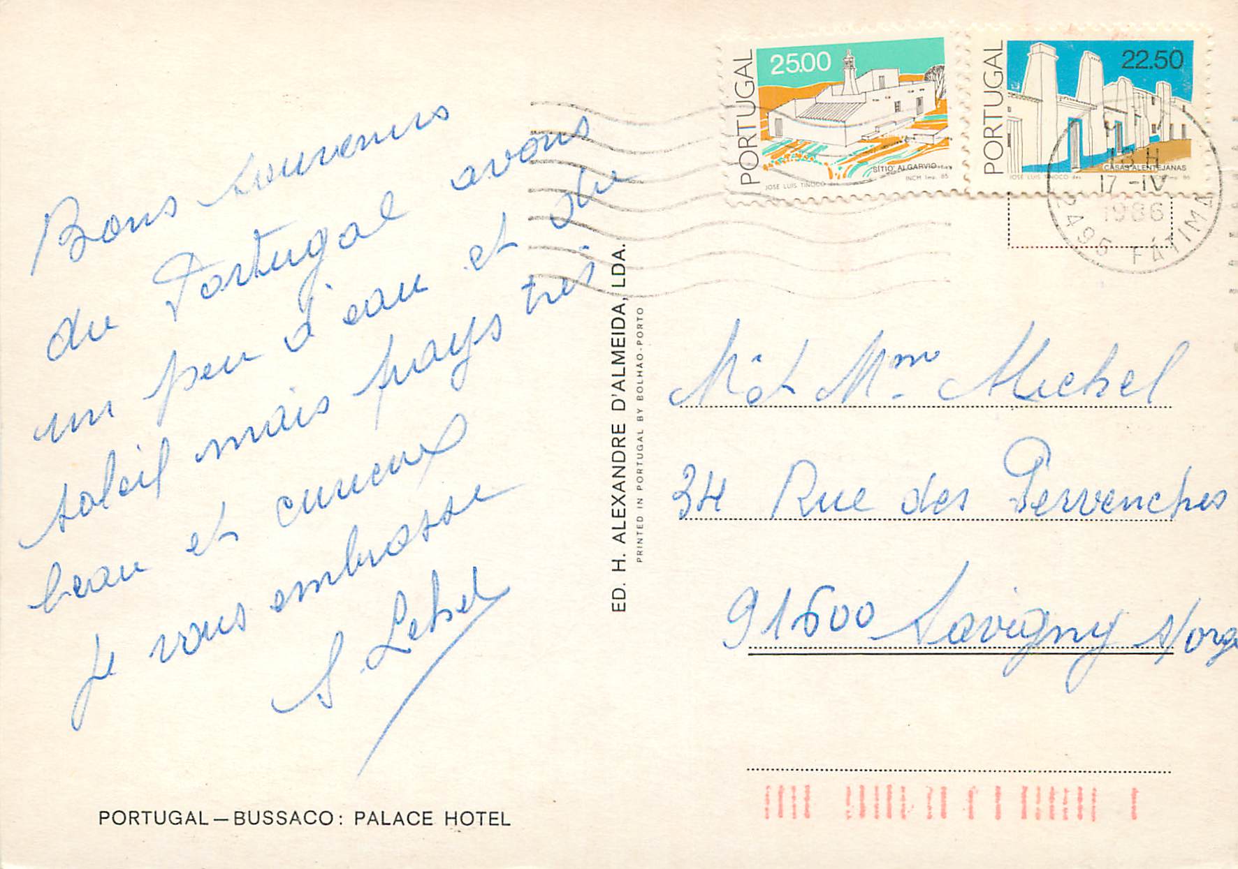 CPM Portugal Bussaco Palace Hotel — Rückseite