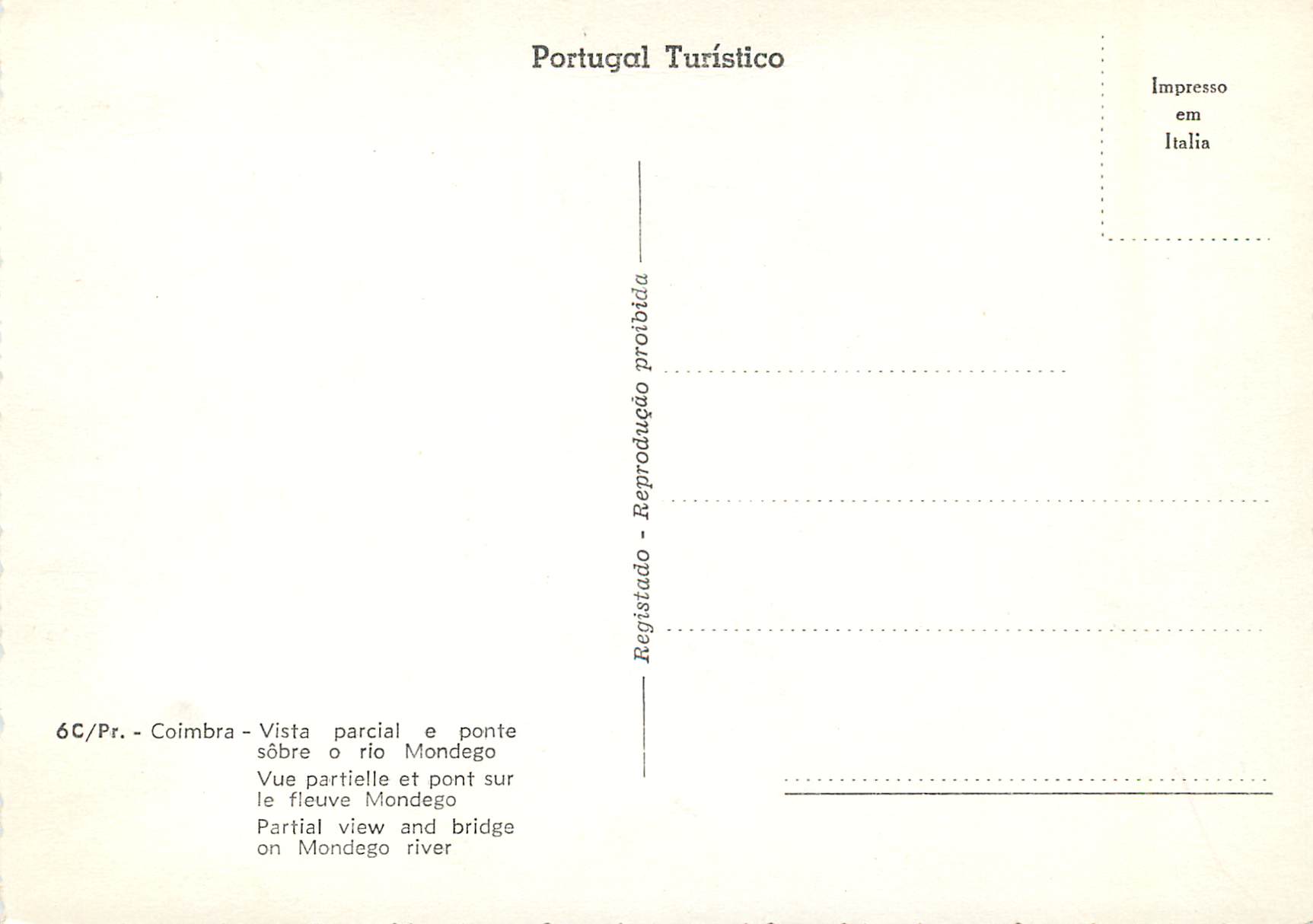 CPM Portugal Coimbra Vue partielle et pont sur le fleuve Mondego — Rückseite