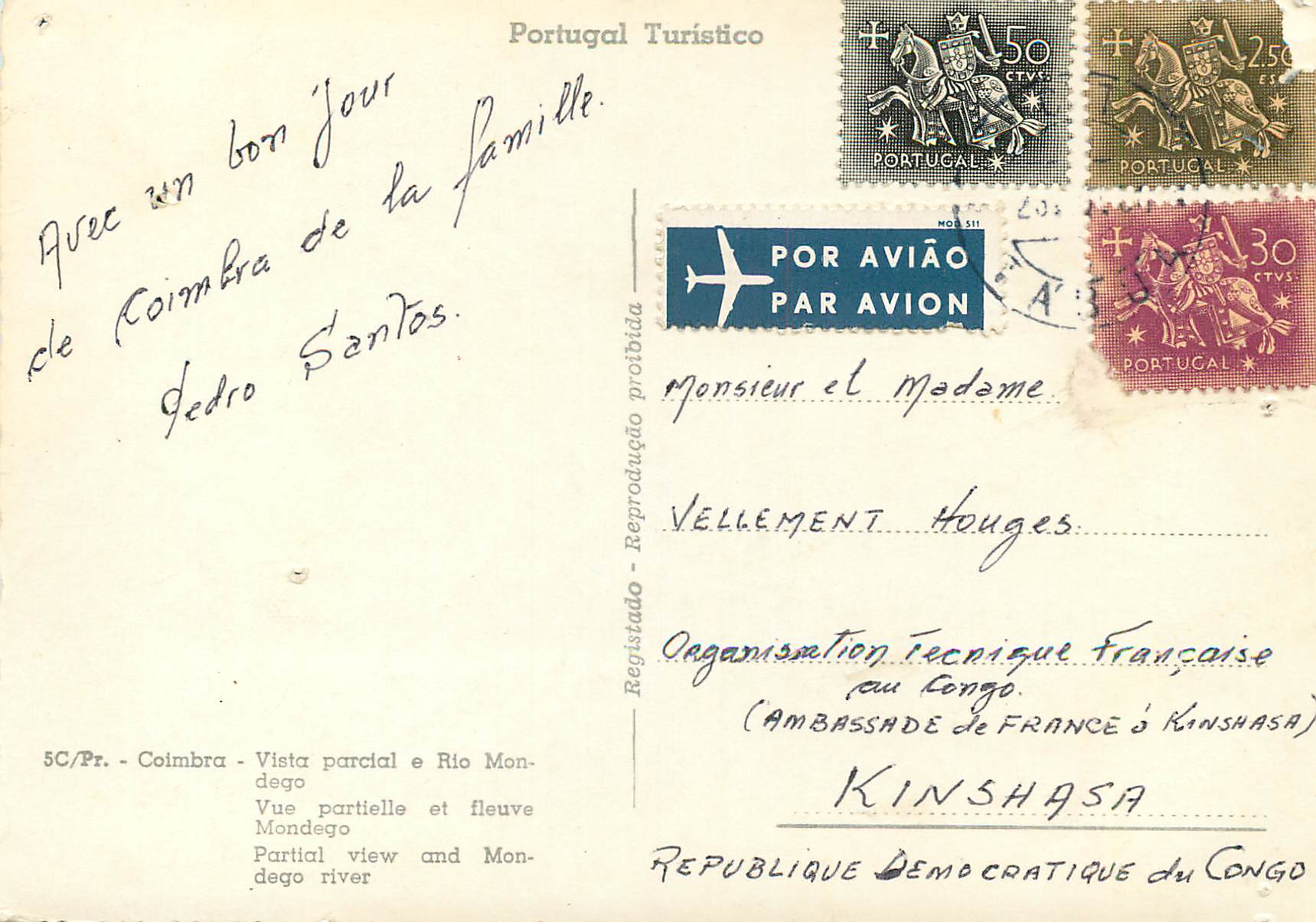 CPM Portugal Coimbra Vue partielle et fleuve Mondego — Rückseite