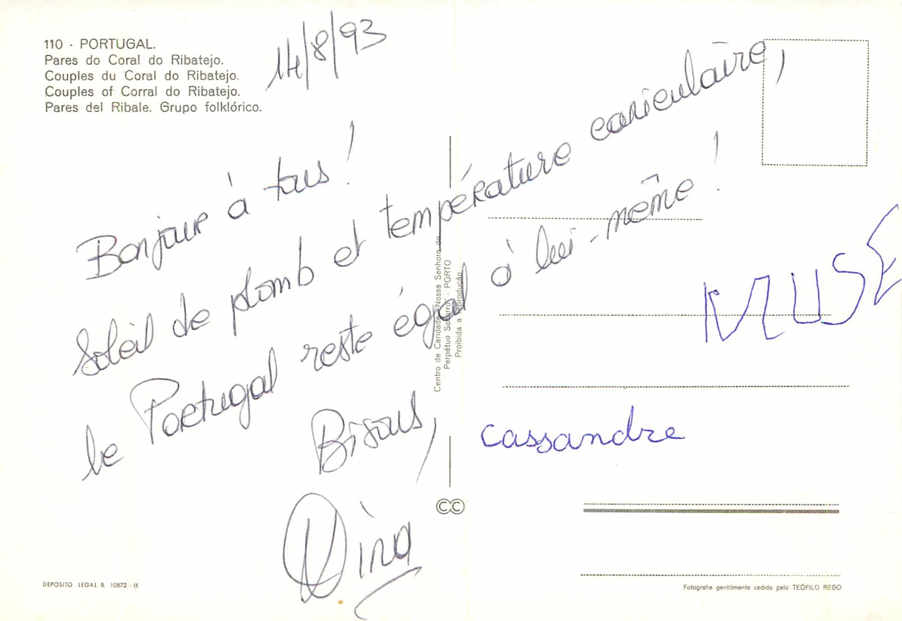 CPM Portugal Couples de Coral do Ribetejo — Verso