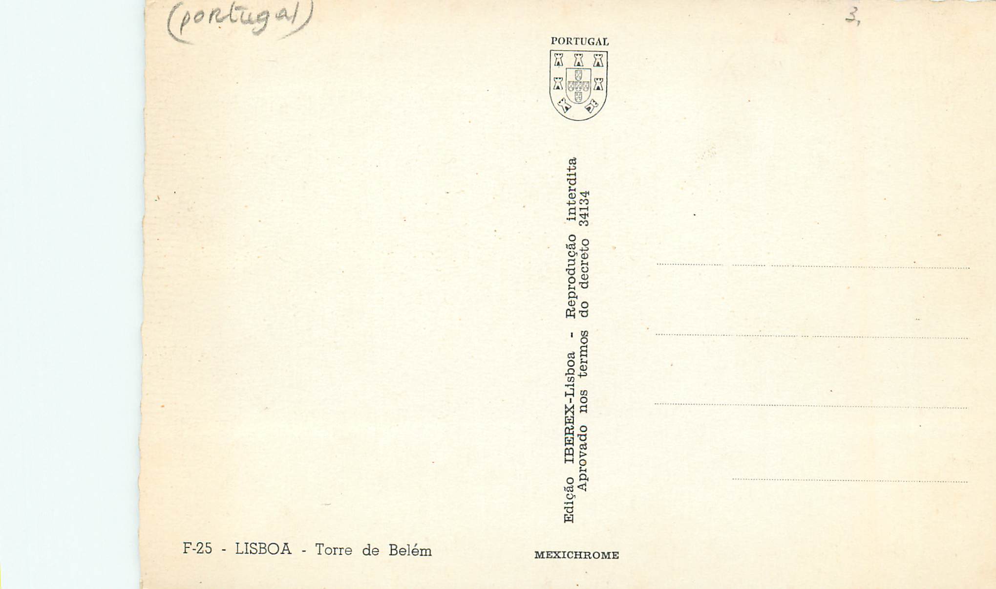 CPM Lisboa Torre de Belem — Rückseite