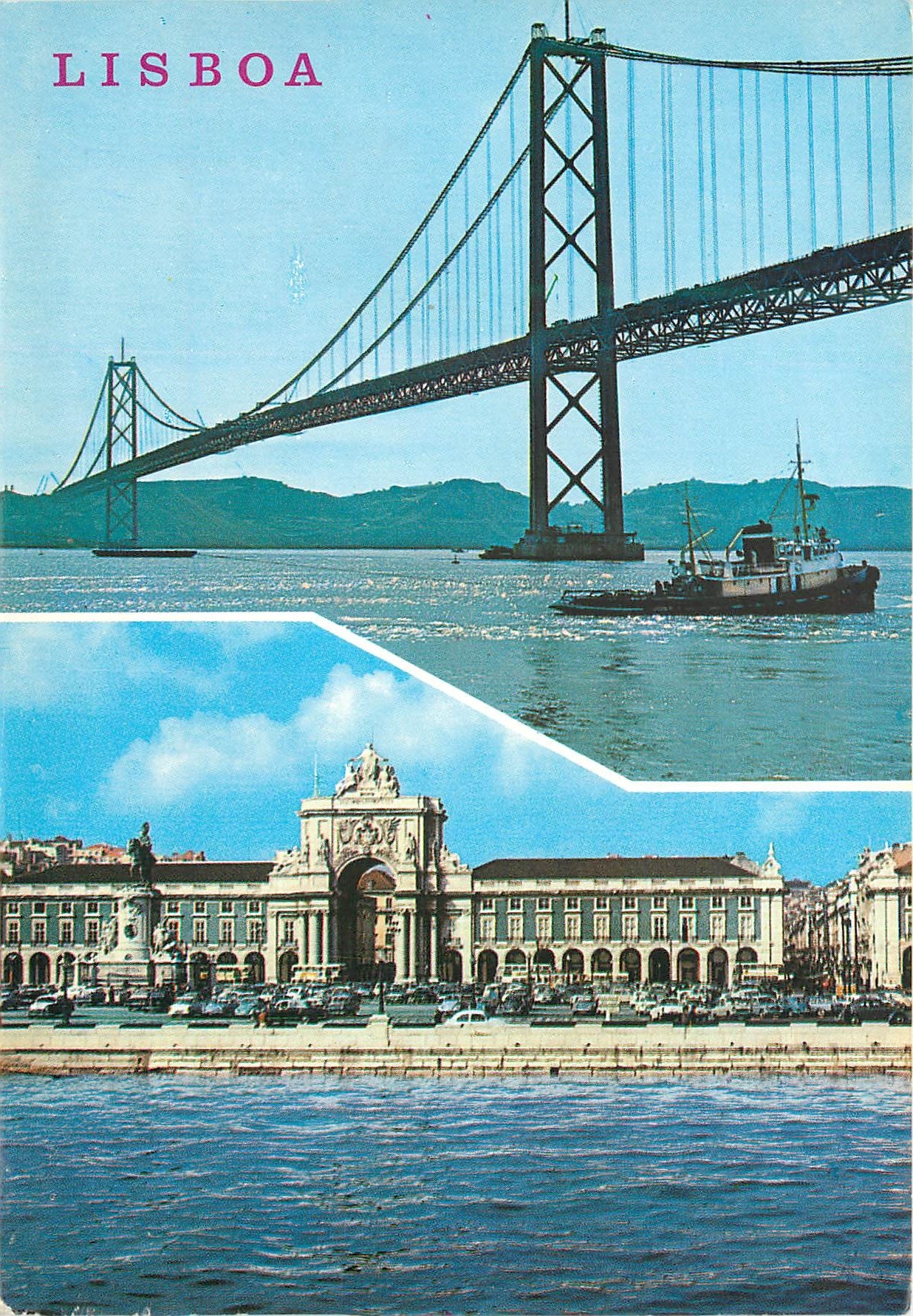 CPM Lisboa Pont sur le Tage et Place du Palais