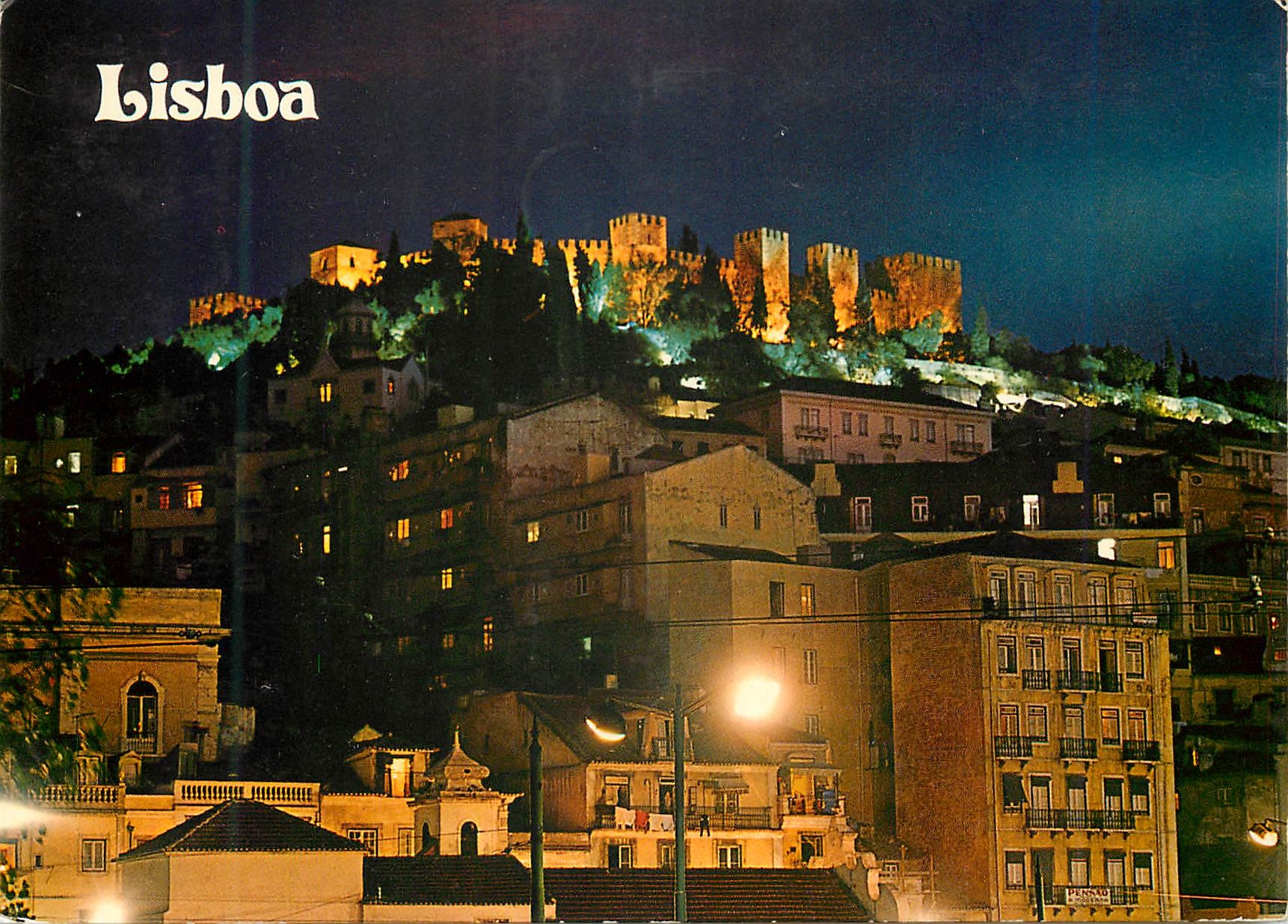 CPM Lisboa Chateau de S Jorge Vue nocturne