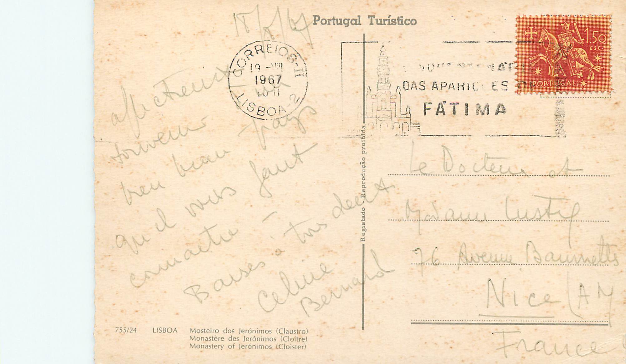 CPM Lisboa Monastere des Jerorumes — Rückseite