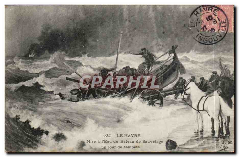 CPA Le Havre Mise a l eau dun bateau de sauvetage