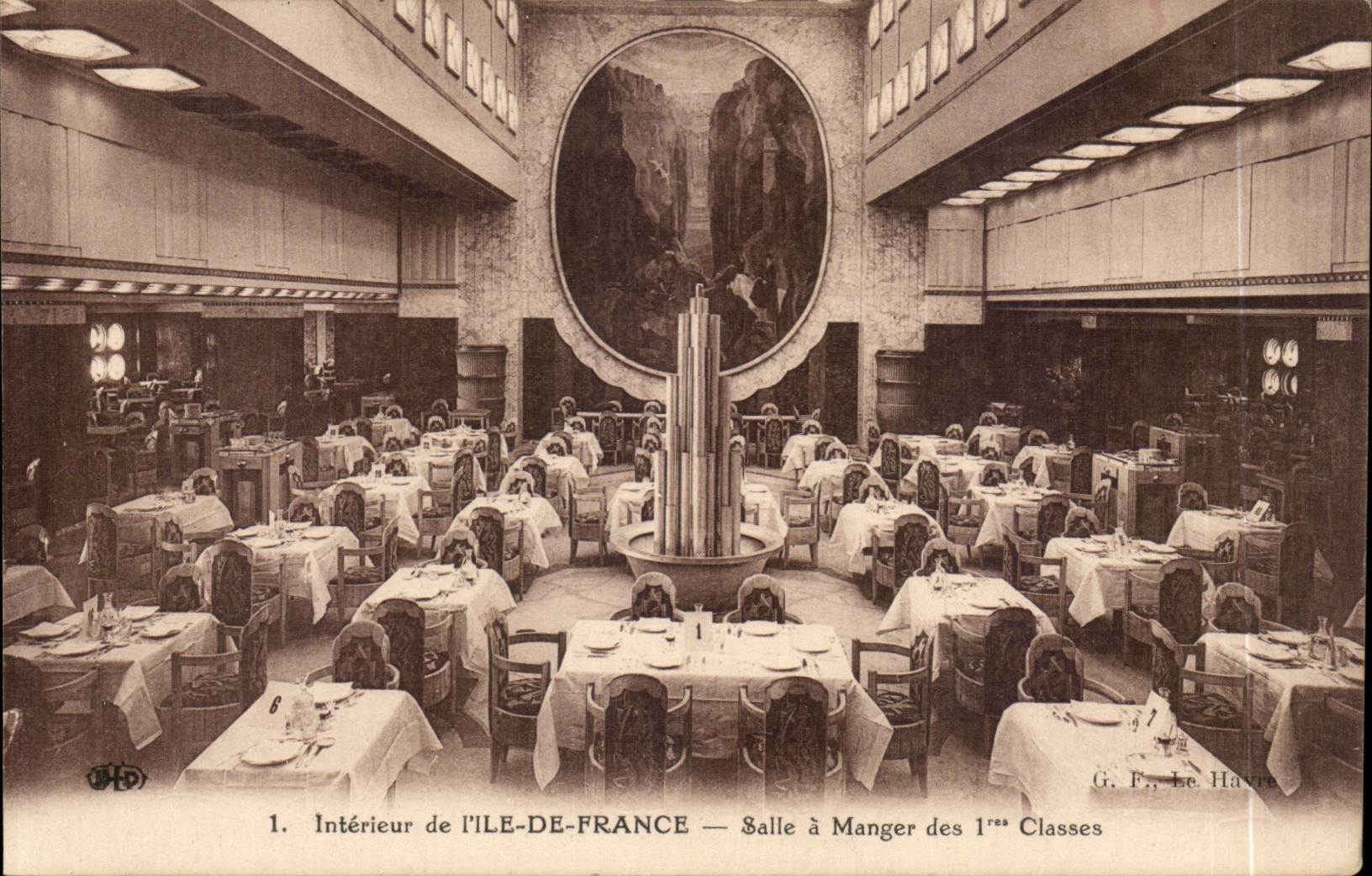CPA Interieur de l ile de France Salle a mager des 1eres classes Paquebot