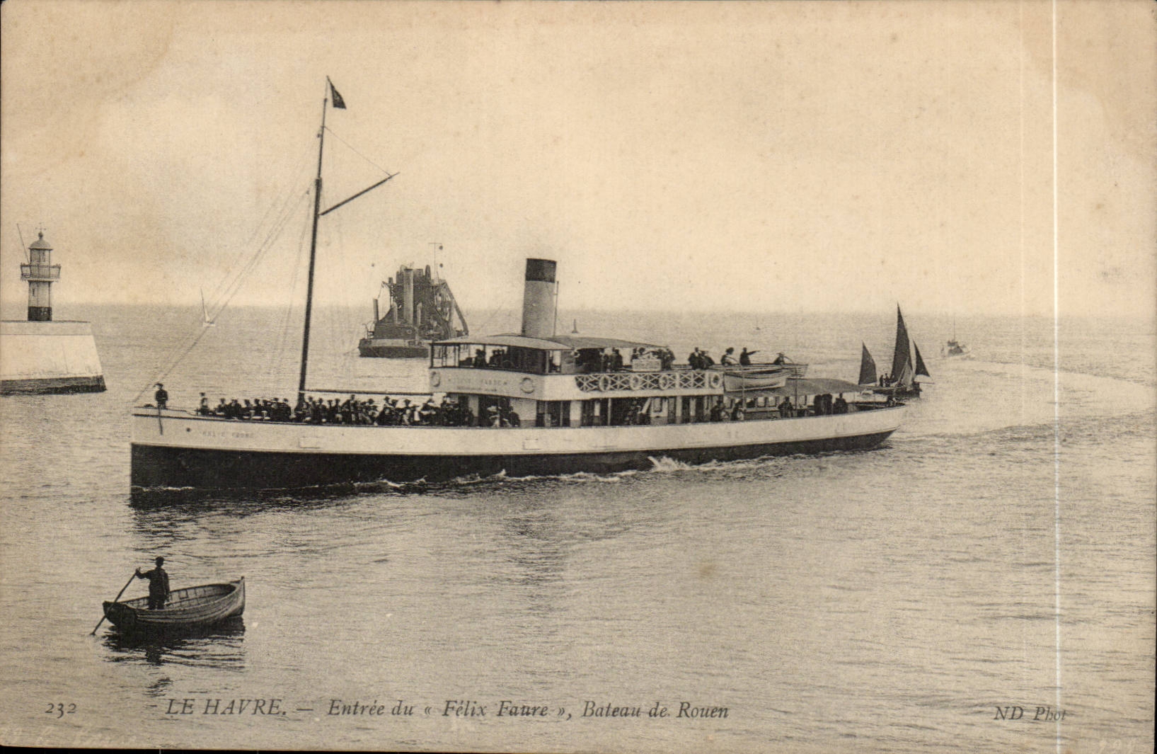 Le Havre — Einfahrt des « Félix Faure », Dampfschiff aus Rouen — ND Phot, n° 232