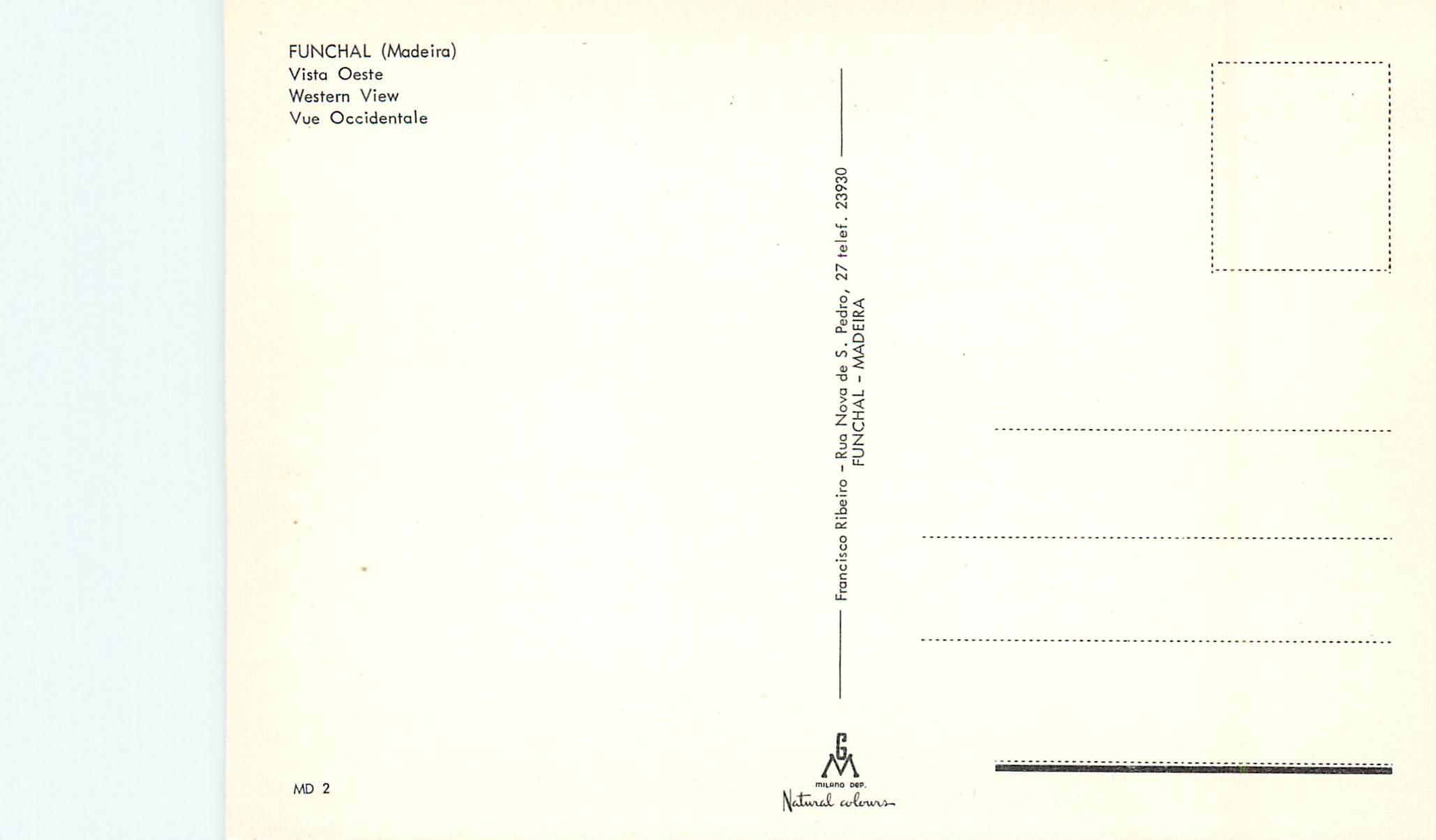 CPM Funchal madeira vue occidentale — Rückseite