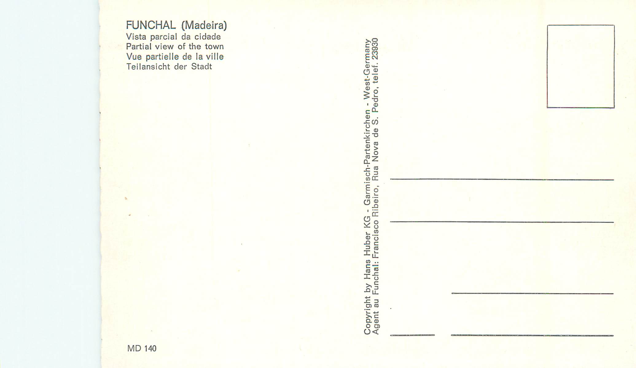CPM Funchal madeira vue partielle de la ville — Rückseite