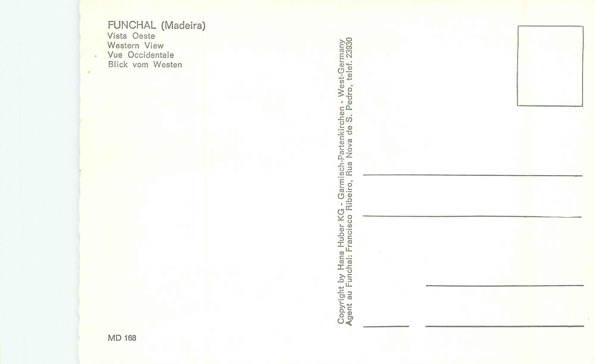 CPM Funchal madeira vue occidentale — Rückseite