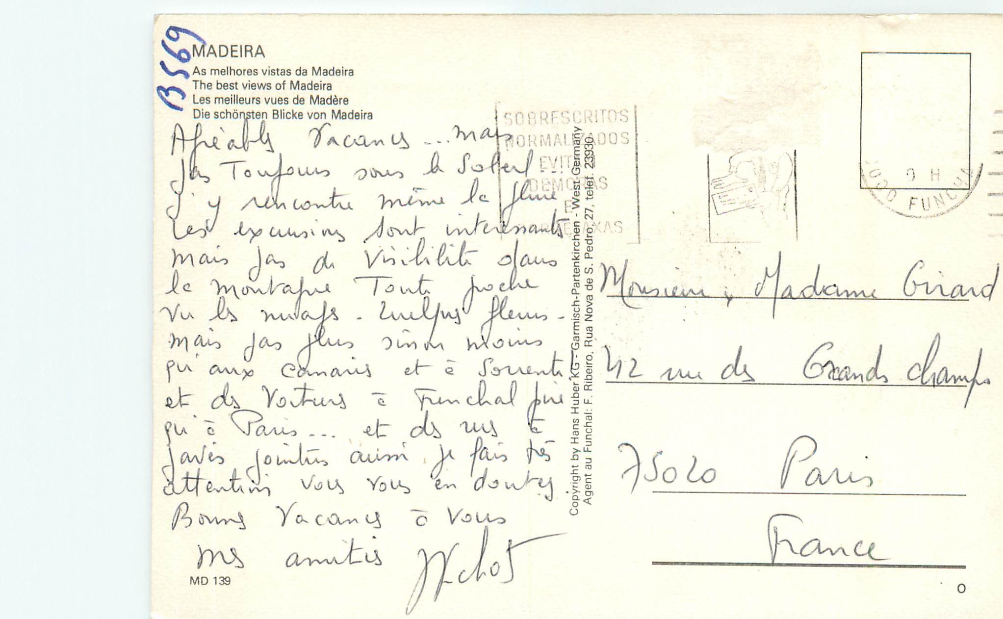 CPM Madeira les meilleurs vues de madere — Rückseite