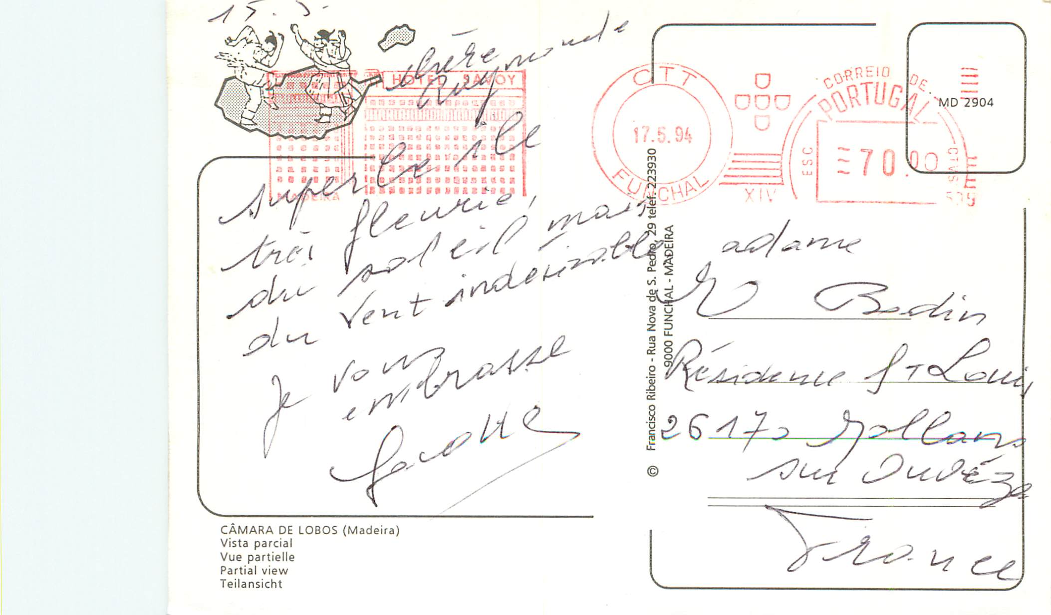 CPM Camara de lobos madeira vue partielle — Verso